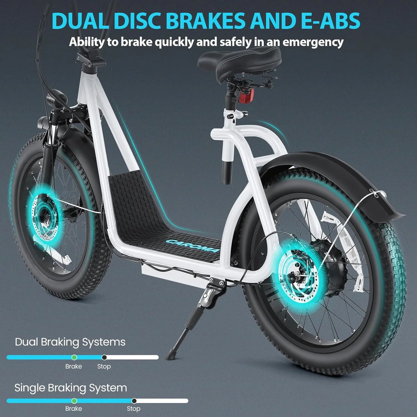 Caroma Peak 800W Foldable Adult Electric Scooter with 20-inch Wide Tires, 48V Battery, Basket, and Adjustable Seat