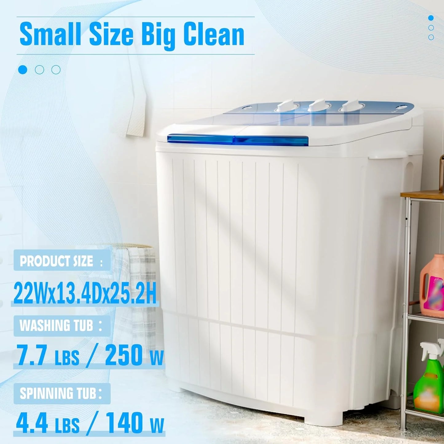 INTERGREAT Portable Washing Machine 16 lb Twin Tub Washing Machine