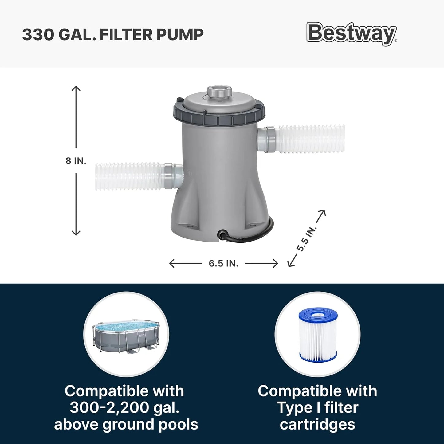 Power Steel 14' x 8'2" x 39.5" Oval Above Ground Pool Set | Includes 530gal Filter Pump, Ladder, ChemConnect Dispener