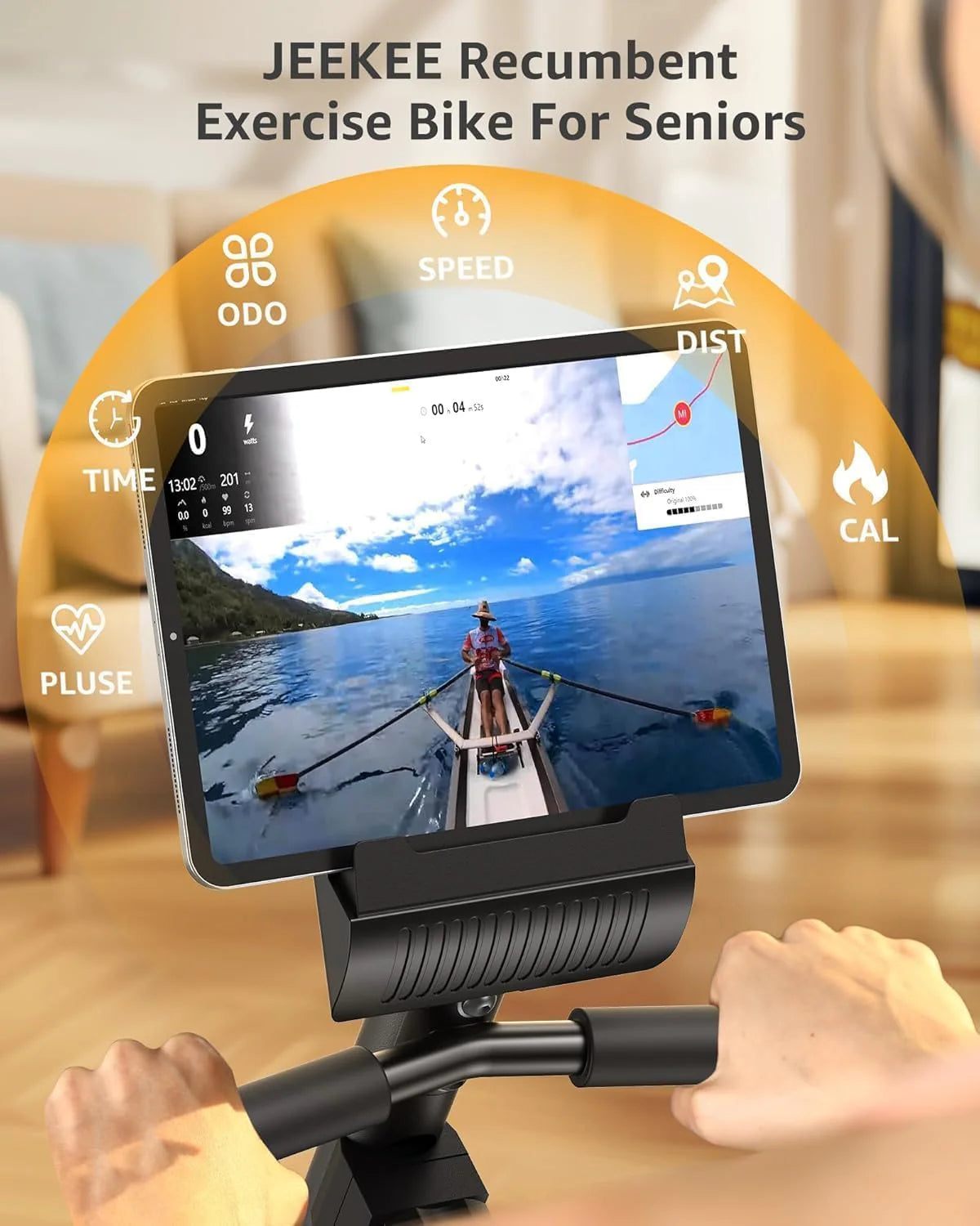 JEEKEE Recumbent Exercise Bike for Adults Seniors - Indoor Magnetic Cycling Fitness Equipment for Home Workout Black