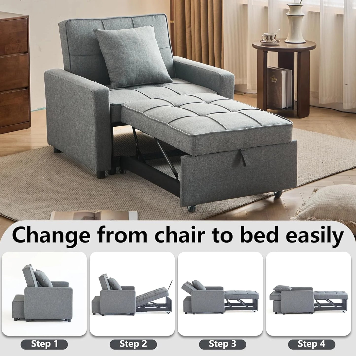 Sofa Bed Chair Convertible Sleeper Sofa with Pull-Out Bed