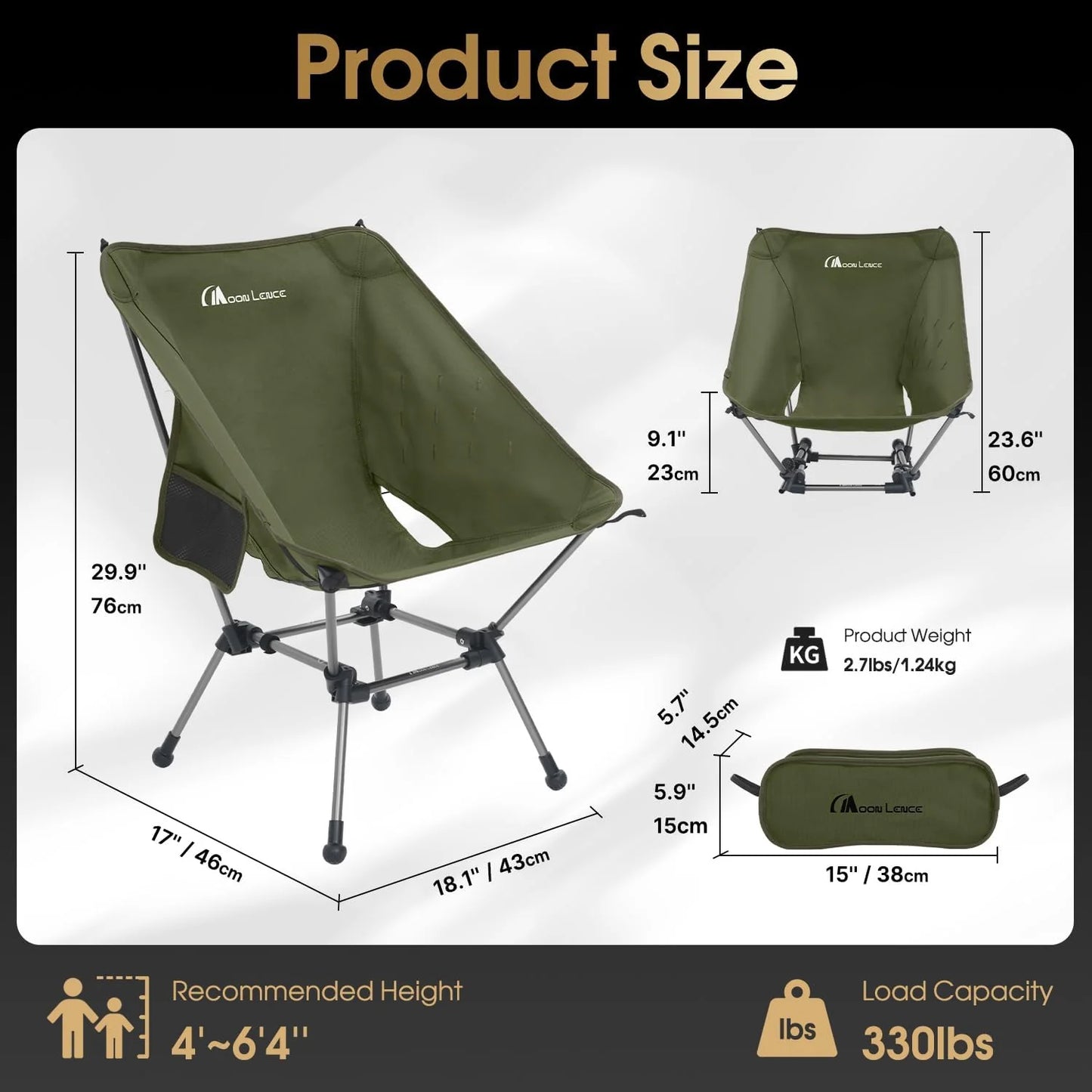 Portable Camping Chair Plus Folding Chair for Backpacking and Hiking