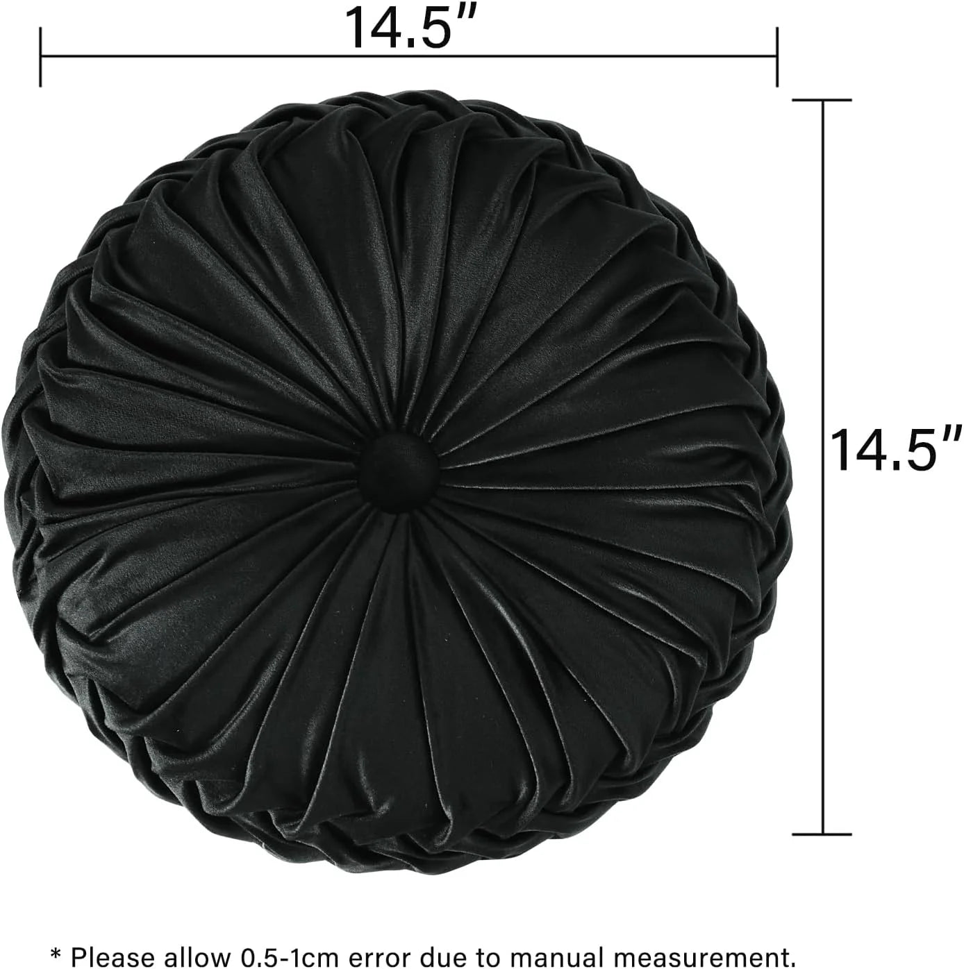 Set of 2 Decorative Round Pleated Throw Pillows