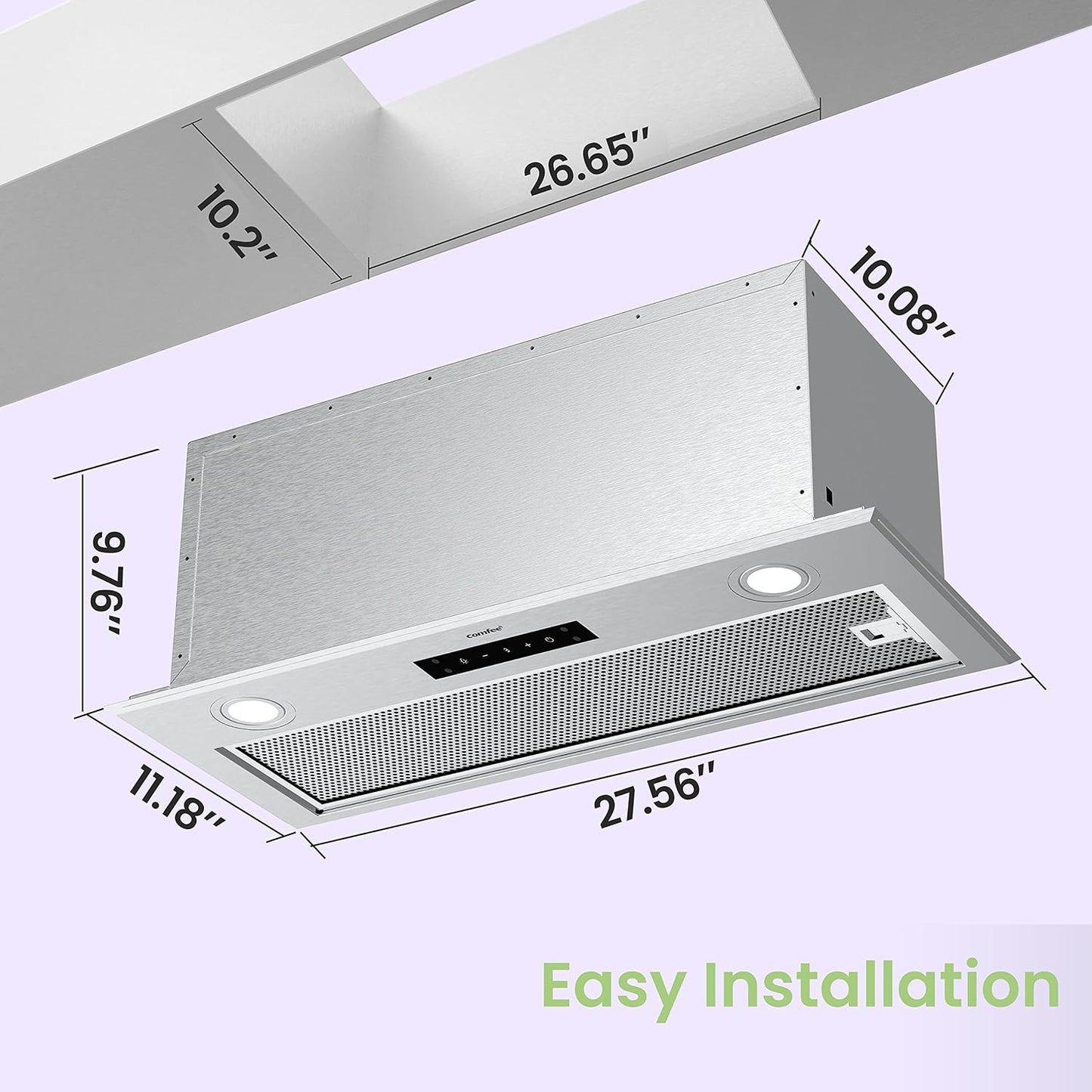 Comfee 30" Under Cabinet Ducted/Ductless Convertible Slim Vent Durable Stainless Steel Kitchen Reusable Filter
