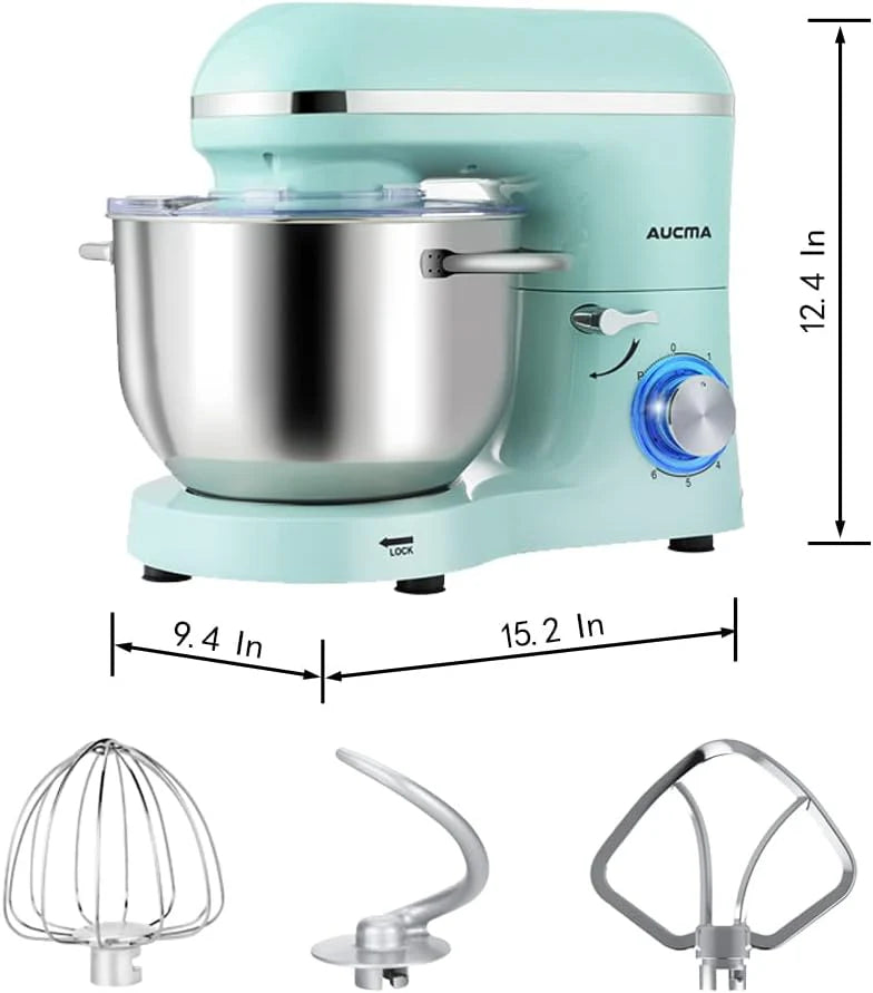 Aucma Stand Mixer,6.5-QT 660W 6-Speed Tilt-Head Food Mixer, Kitchen Electric Mixer with Dough Hook