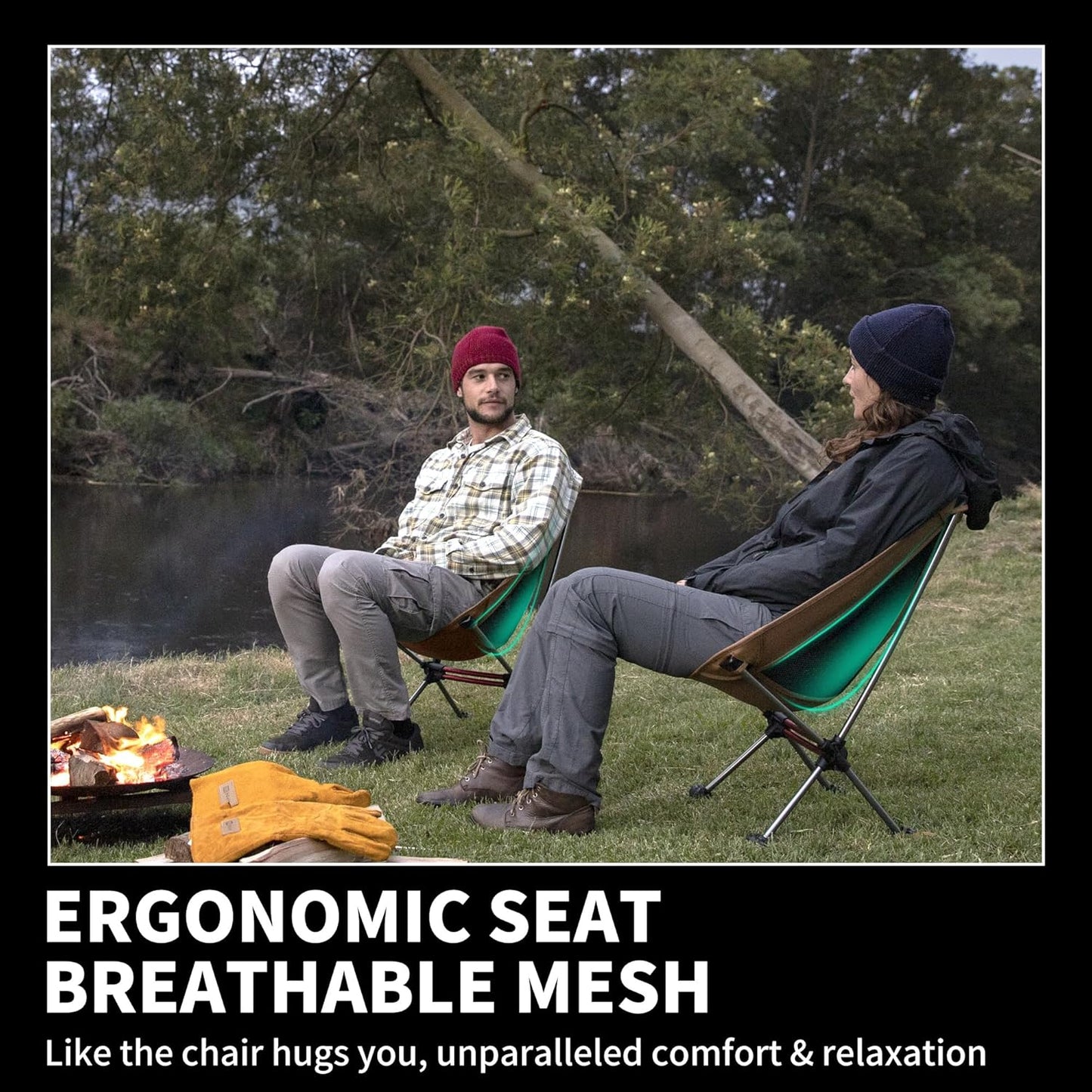 Ultralight Camping Chair 2.12 lbs Portable Backpacking Chair Folding Hiking Chair