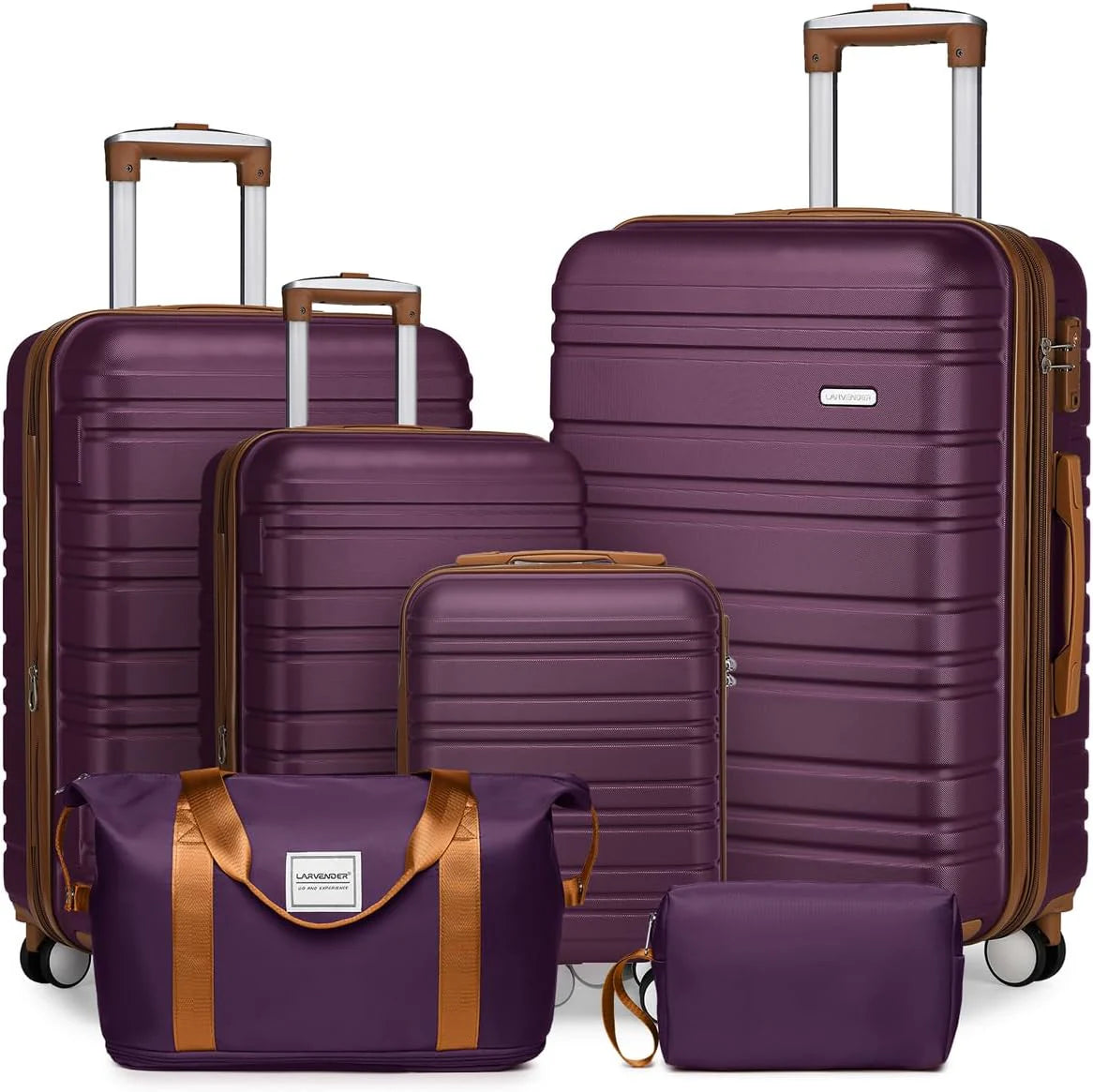 6-piece luggage set, expandable hardshell suitcase set with spinner wheels, lightweight rolling luggage set