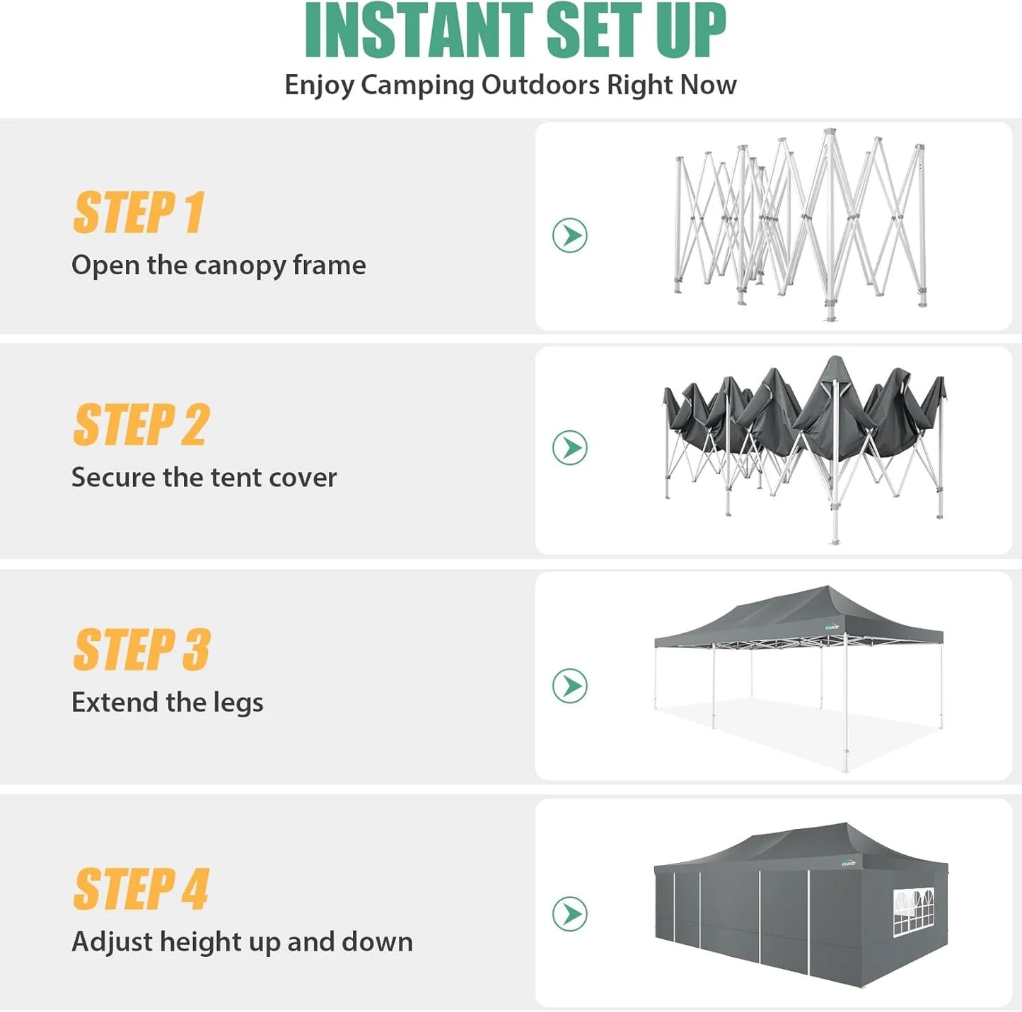 COBIZI 10x20 Heavy Duty Pop up Canopy Tent with 6 sidewalls Easy Up Commercial Outdoor Canopy Wedding Party Tents for Parties All Season Wind & Waterproof Gazebo with Roller Bag,Black(Frame Thickened)