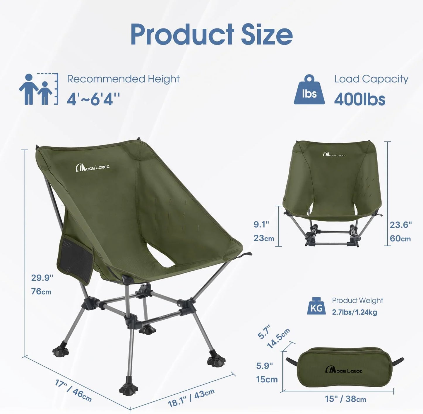 Portable Camping Chair Plus Folding Chair for Backpacking and Hiking