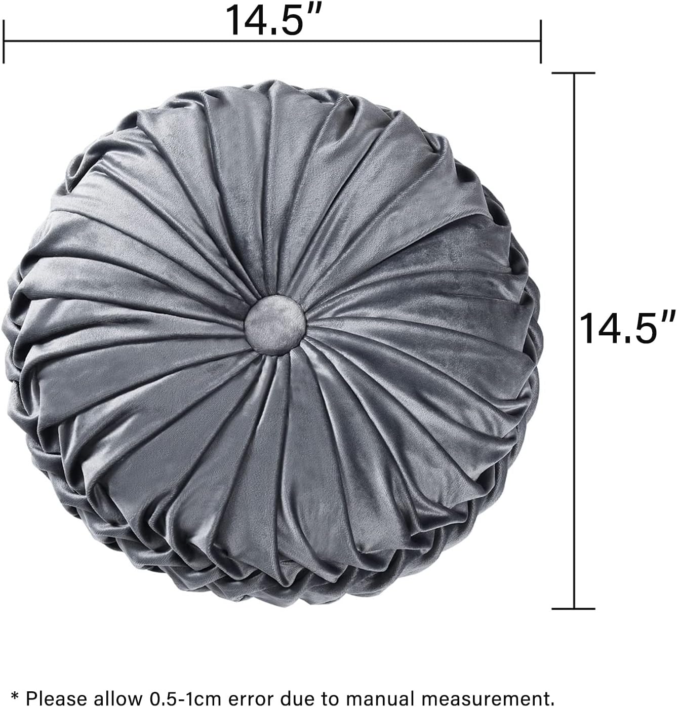 Set of 2 Decorative Round Pleated Throw Pillows