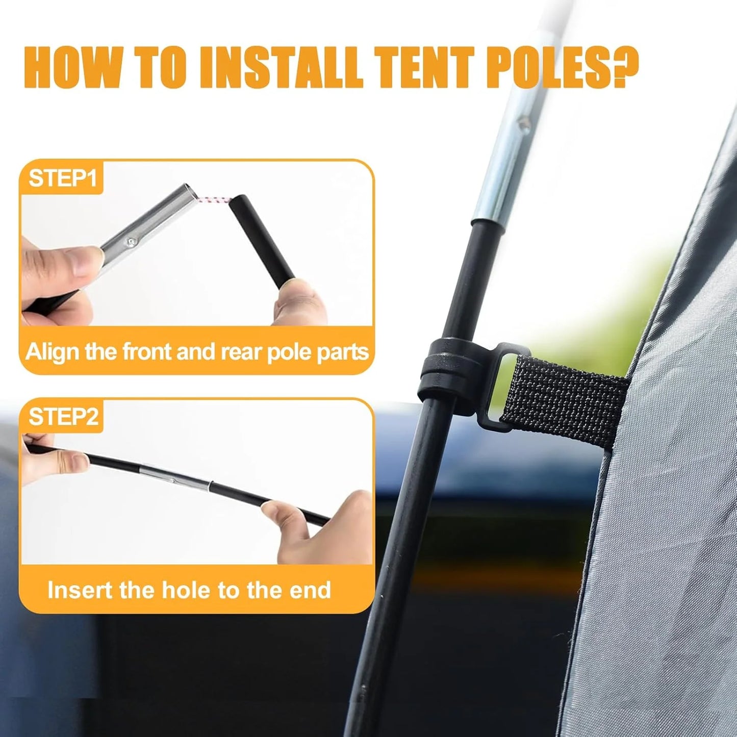 SUV Tent, 5-9 Person Rectangle Car Tent for Family, Waterproof & Windproof for Car Camping, Large Camping Tents with Storage Bag, SUV, Van, Jeep, Pickup 8FT L x 10.6FT W x 7.2FT H