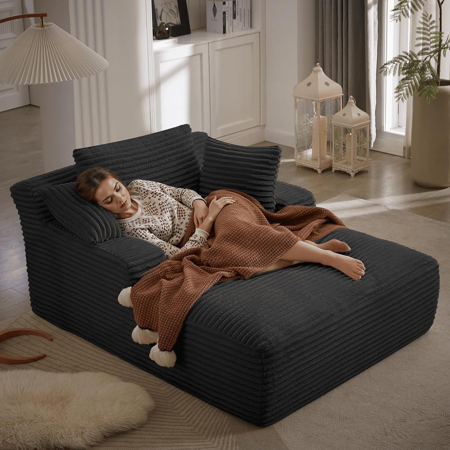 50-inch indoor recliner, oversized corduroy upholstered boneless sofa bed, deep sleeper sofa reading chair, cloud sofa, living room sofa