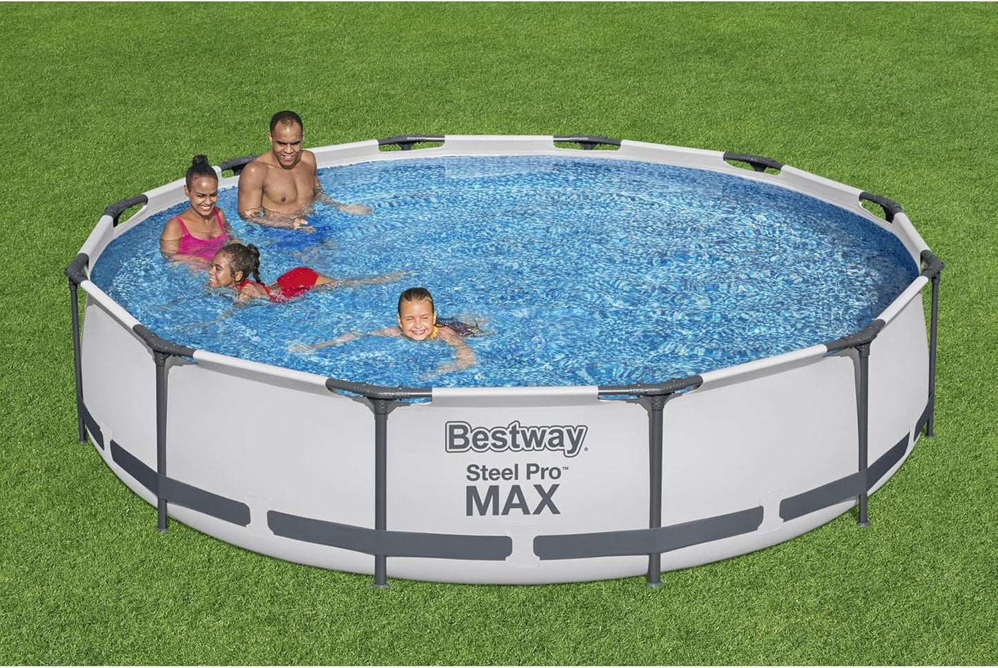 Steel Pro MAX 10 Foot x 30 Inch Round Metal Frame Above Ground Outdoor Backyard Swimming Pool Set with 330 GPH Filter Pump