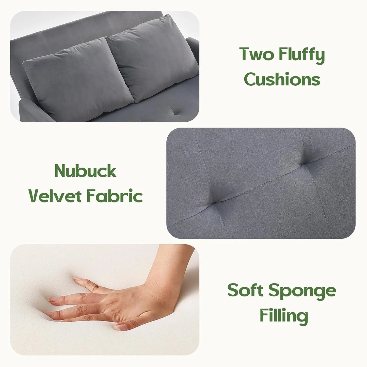 Sleeper Sofa Bed, 3 in 1 Convertible Sleeper Couch Bed Pull Out, Small Loveseat Sofa, Futon Sofa Bed Full Size, 46" Velvet Love Seat