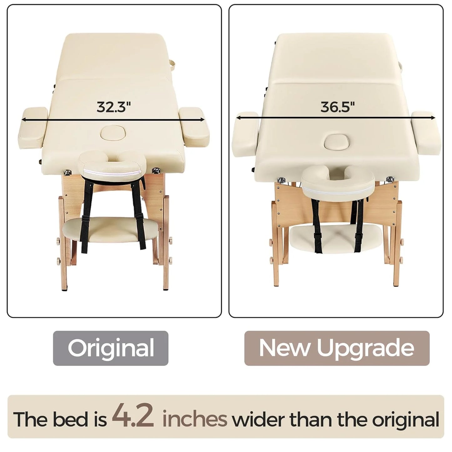 Yaheetech Massage Table Portable Lash Beds Spa Bed Massage Couch Foldable Spa Tables Adjustable 2 Fold with Non-Woven Bag 24 inch, Black