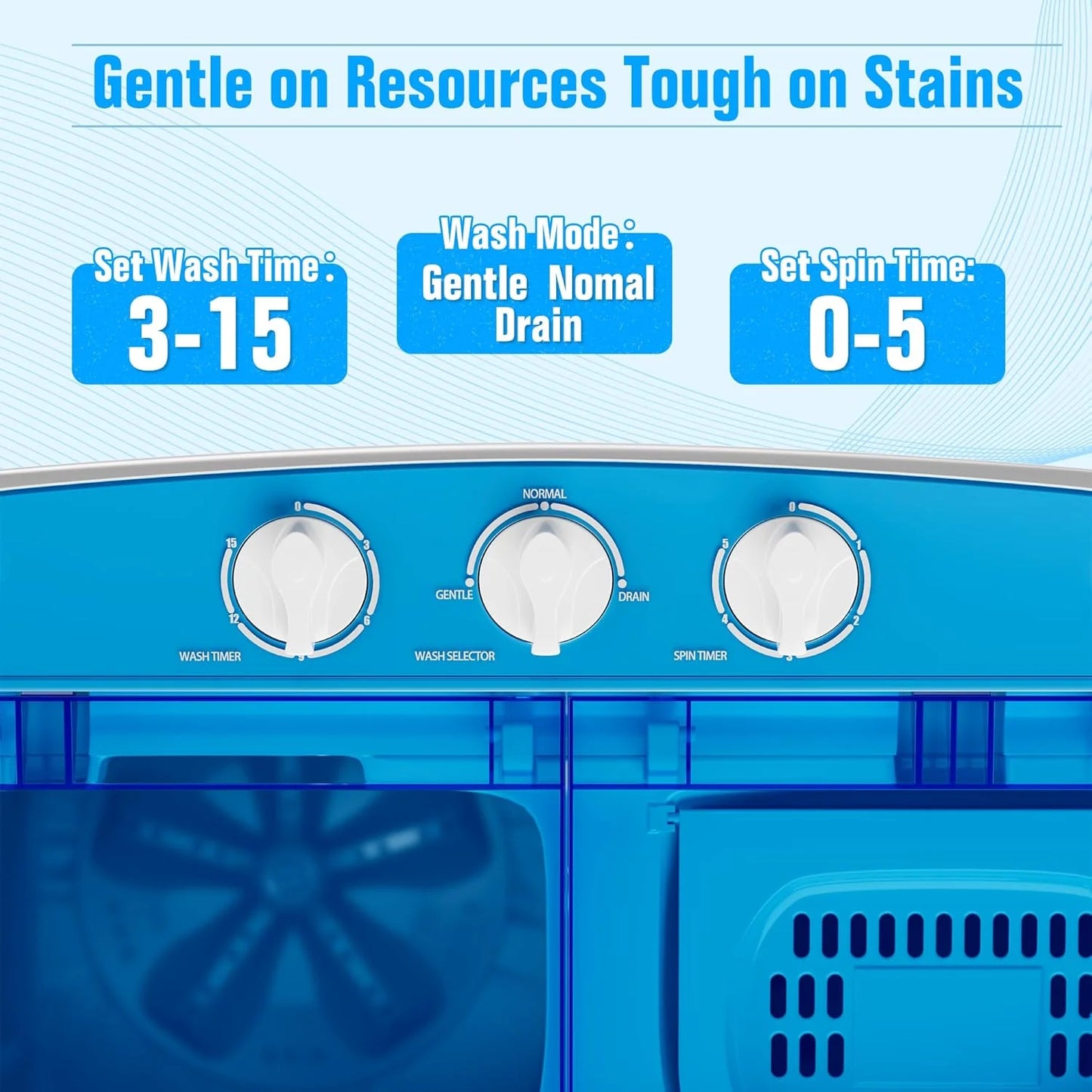 INTERGREAT Portable Washing Machine 16 lb Twin Tub Washing Machine