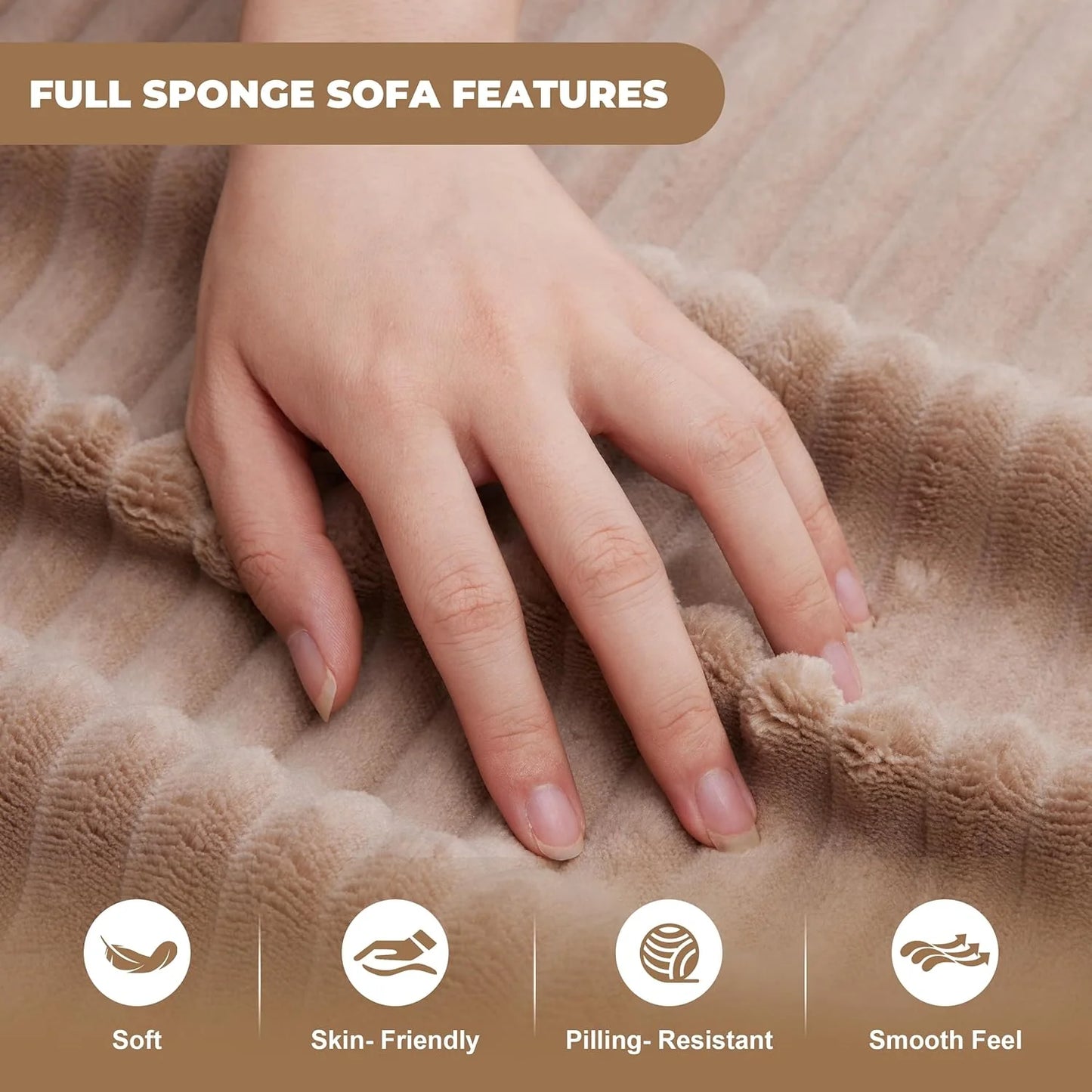 110-inch cloud sofa, boneless sofa in the living room, modular sofa with deep seats