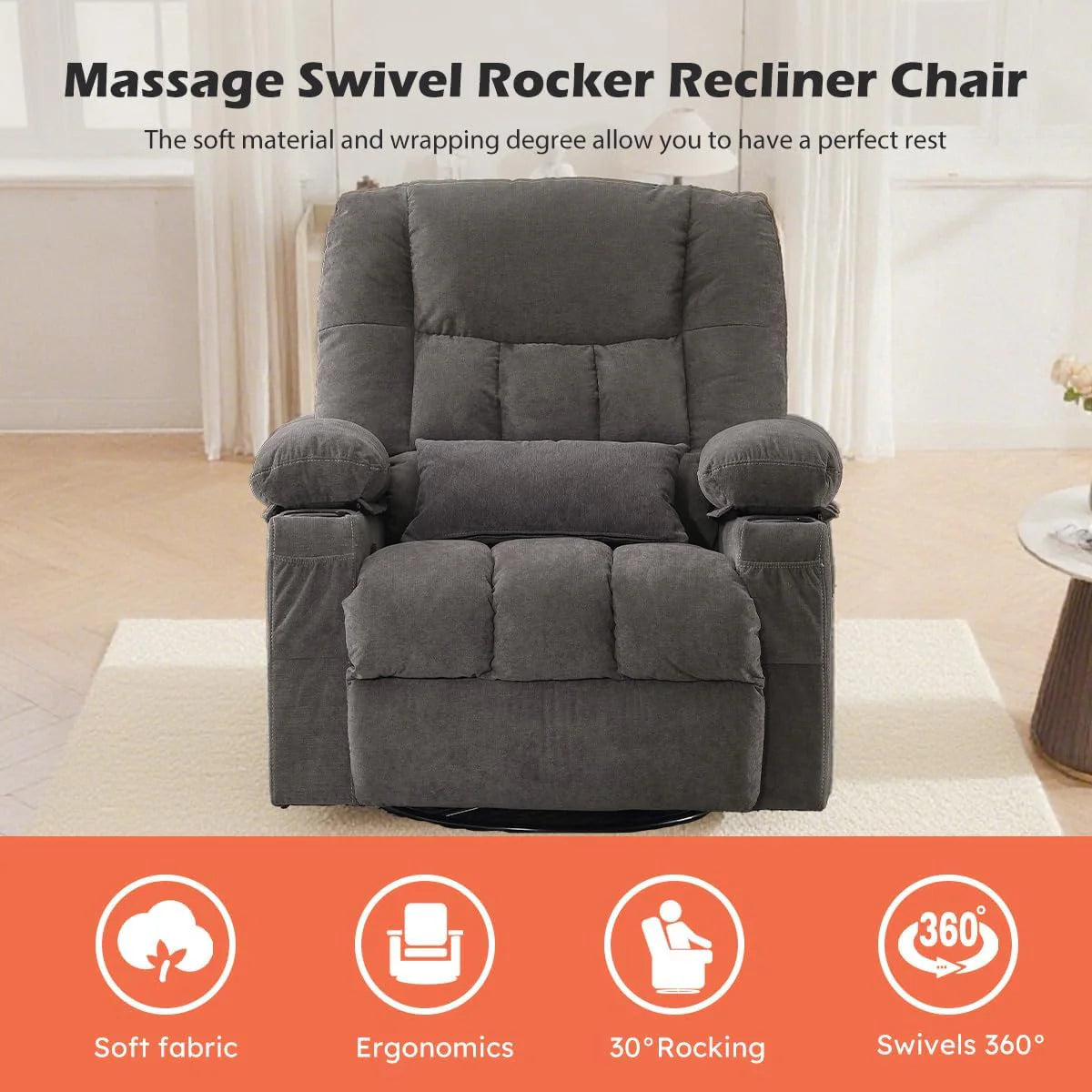 Recliner Loveseat with Cup Holders for Living Room