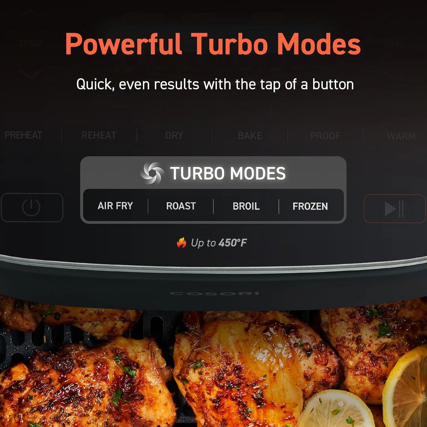 COSORI Air Fryer 9-in-1, Compact & Large 6-Qt, Fast Turbo Modes, 90–450°F Precise Heat for Even Results, Up to 95% Less Oil*, Roast, Bake, Dry, Reheat, Frozen, Broil, Proof, 120V, TurboBlaze, Grey