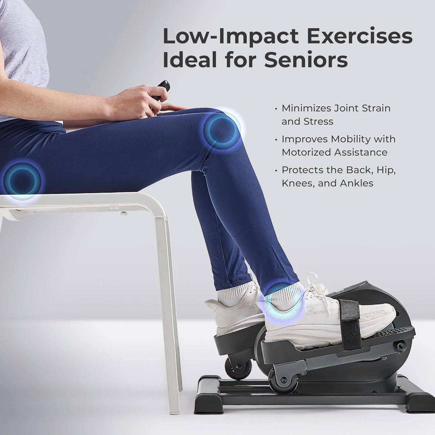 Sunny Health & Fitness Smart Mini Elliptical Trainer, Indoor Under-Desk Pedal Exerciser for Seniors’ Mobility & Cardio Workout, Free SunnyFit App Bluetooth Link, Optional Motorized w/Remote Control