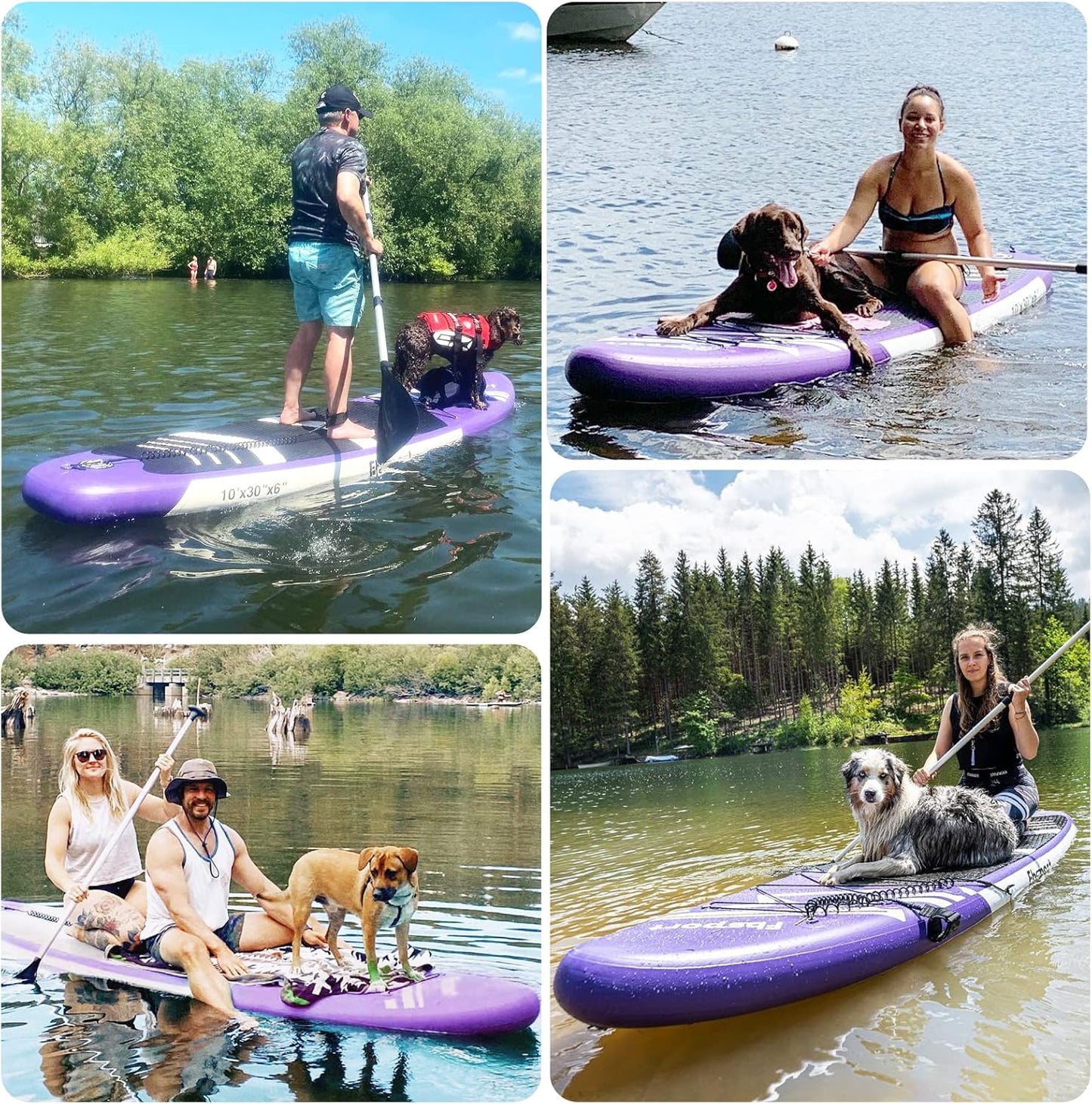 FBSPORT 11' Premium Stand Up Paddle Board, Yoga Board with Durable SUP Accessories & Carry Bag | Wide Stance, Surf Control, Non-Slip Deck, Leash, Paddle and Pump for Youth & Adult