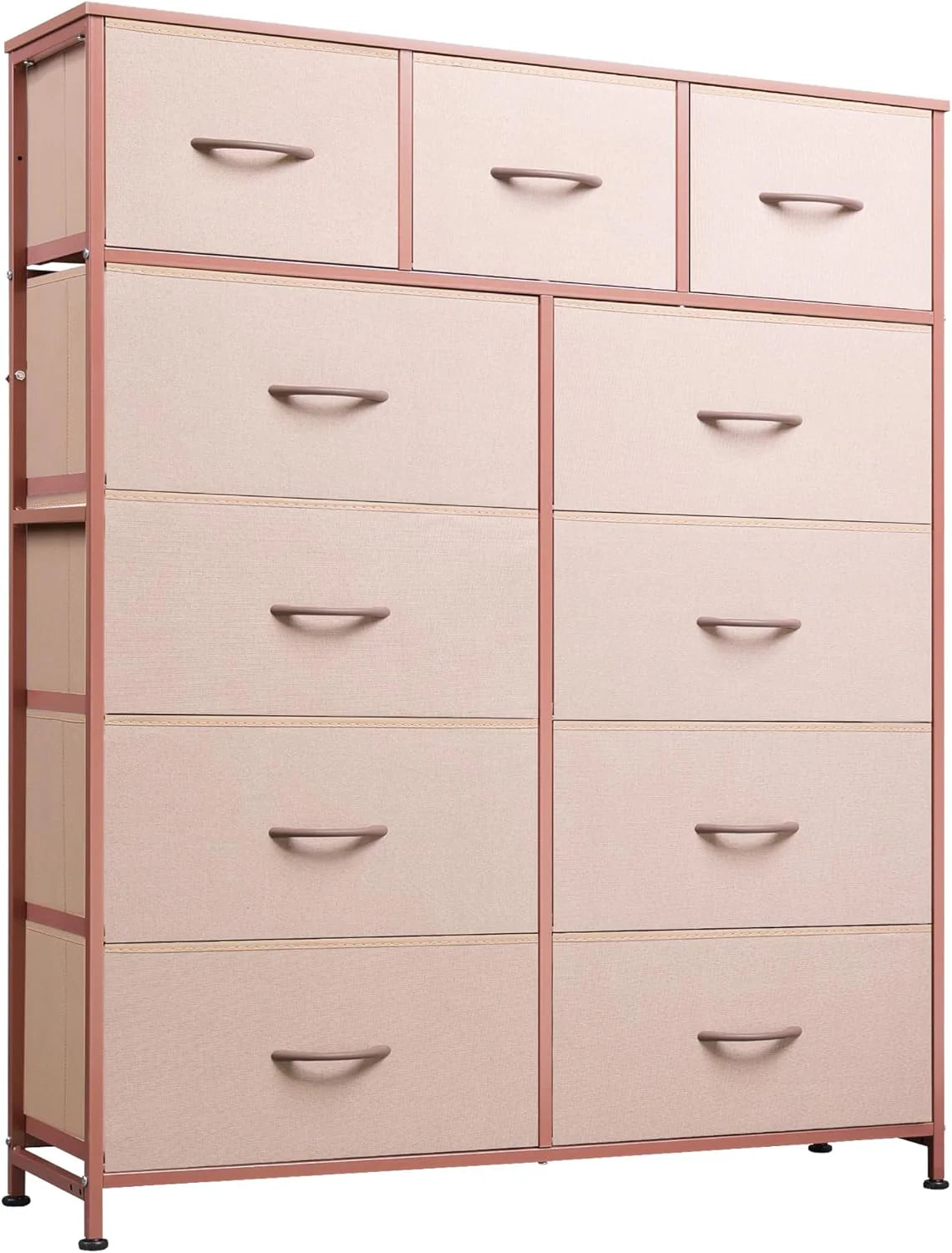 Storage Organizer Unit with 11 Fabric Bins, Storage Drawers Organizer with Steel Frame, Tall Storage Tower Organizaton