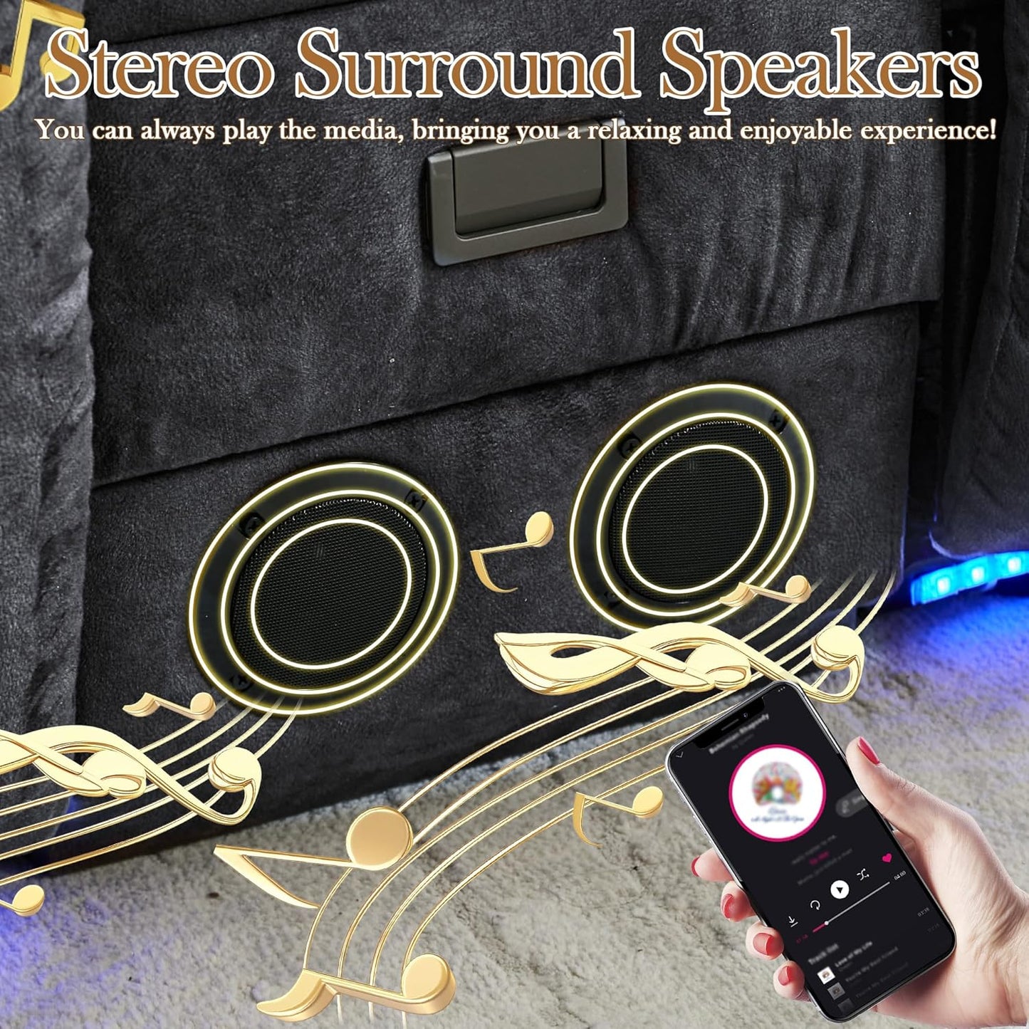 TUNYI Power Loveseat Recliner Sofa with Massage & Heat Home Theater Seating with Console Electric Recliner RV Sofa with USB/Outlet/Storage/Side Pocket/LED Light/Speaker (Brown, Loveseat)