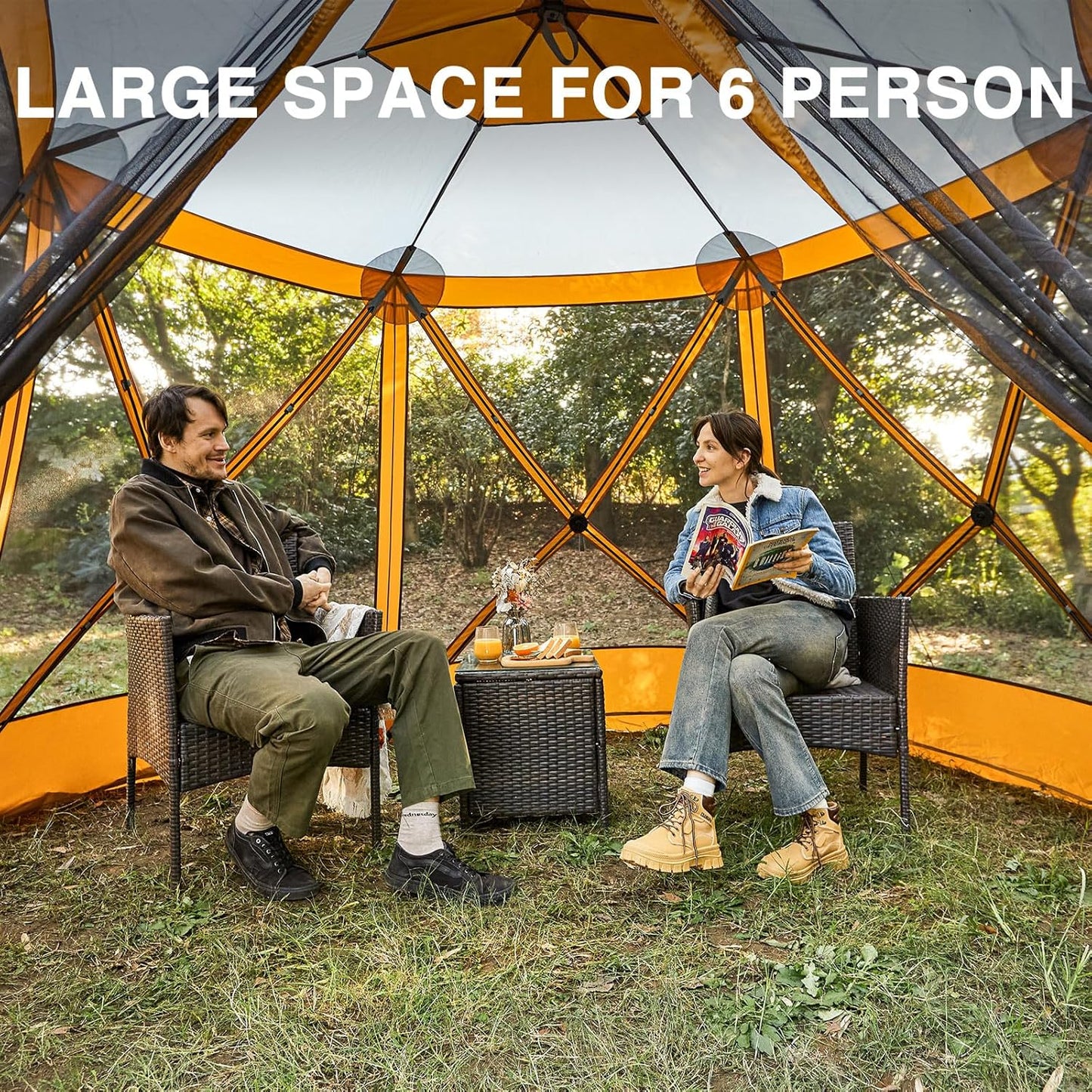 Pop up Screen House Tent for Camping 11.5 x 9.8 ft, Instant Screened Gazebo Canopy with Netting, Portable Shelter Enclosure