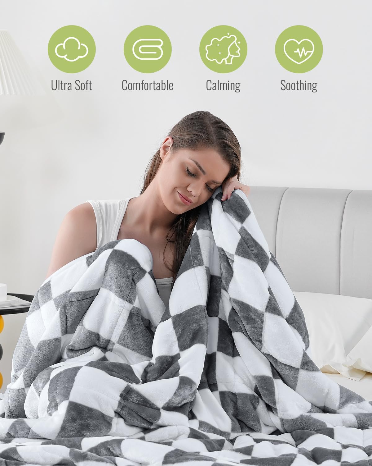 Weighted Blanket Queen Size 15lbs 60x80 inches with Soft Plush Fleece