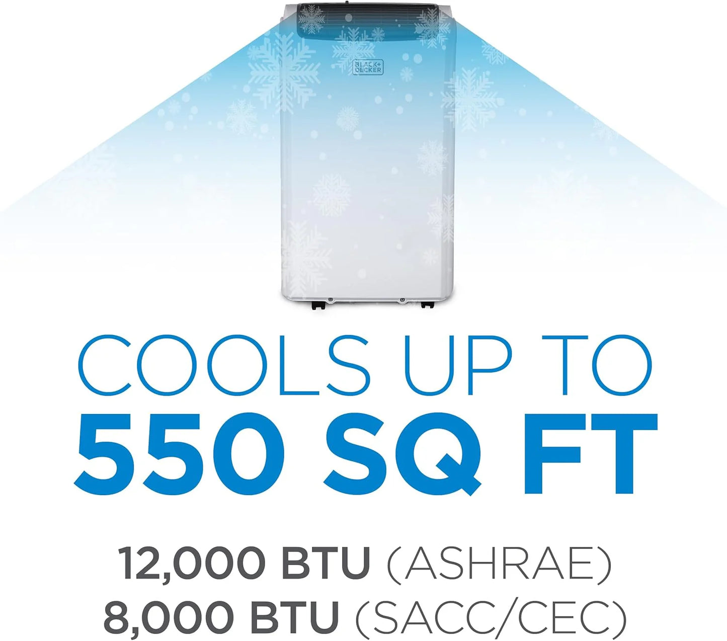 BLACK+DECKER 8,000 BTU Portable Air Conditioner for Rooms up to 350 Sq