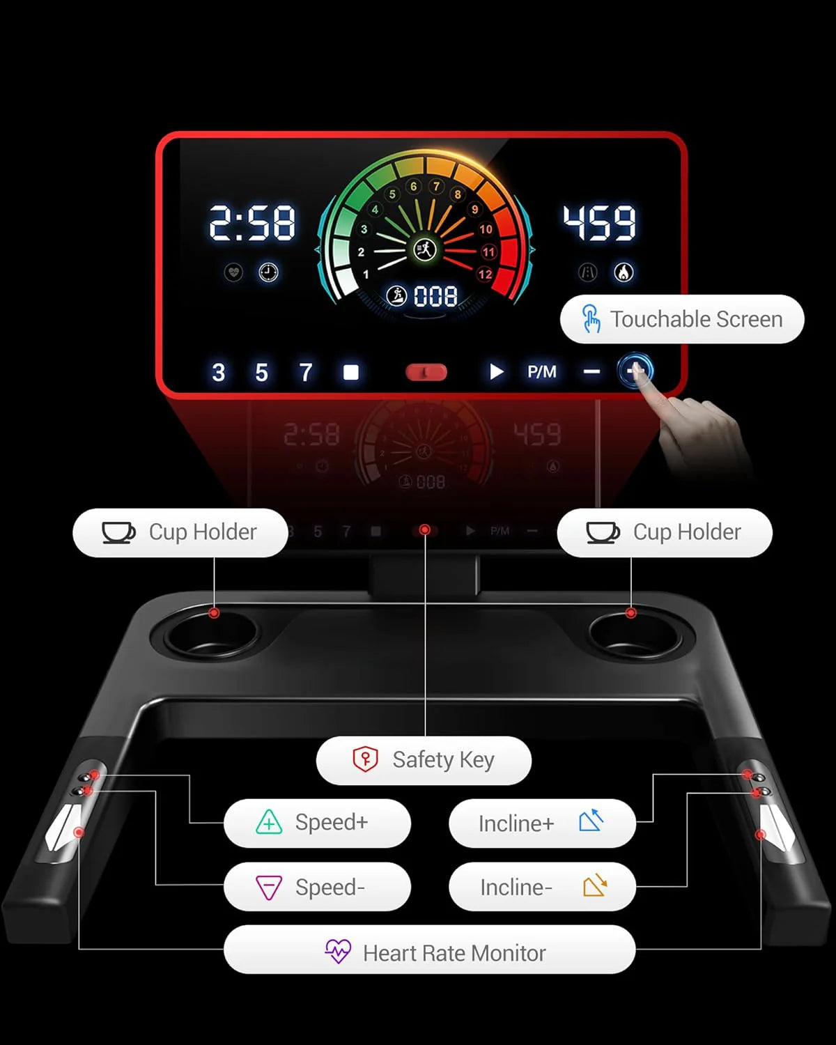 UMAY household folding tilt treadmill with heart rate sensor Low noise
