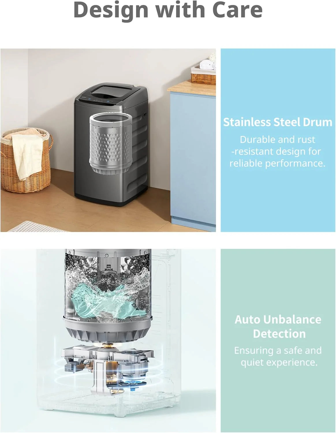 Comfee Portable Washing Machine, 0.9 Cubic Foot, with LED Display and Built-in Drum