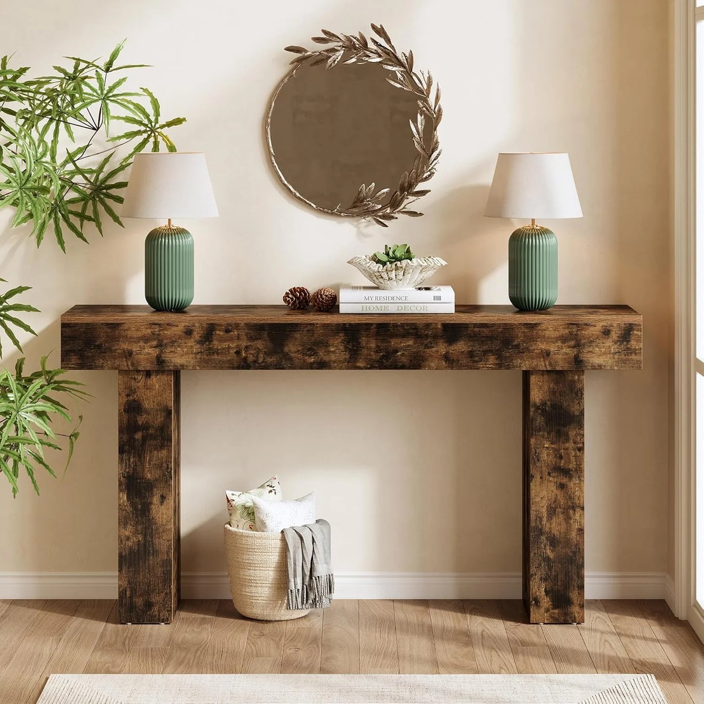 63-Inch Narrow Console Table Modern Sofa Table for Hallway