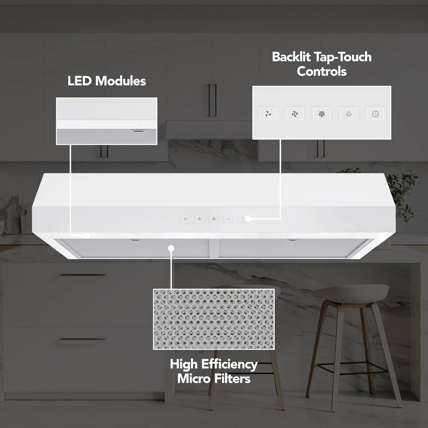 Broan-NuTone Three-Speed Glacier Undercabinet Range Hood with LED Light, ADA Compliant