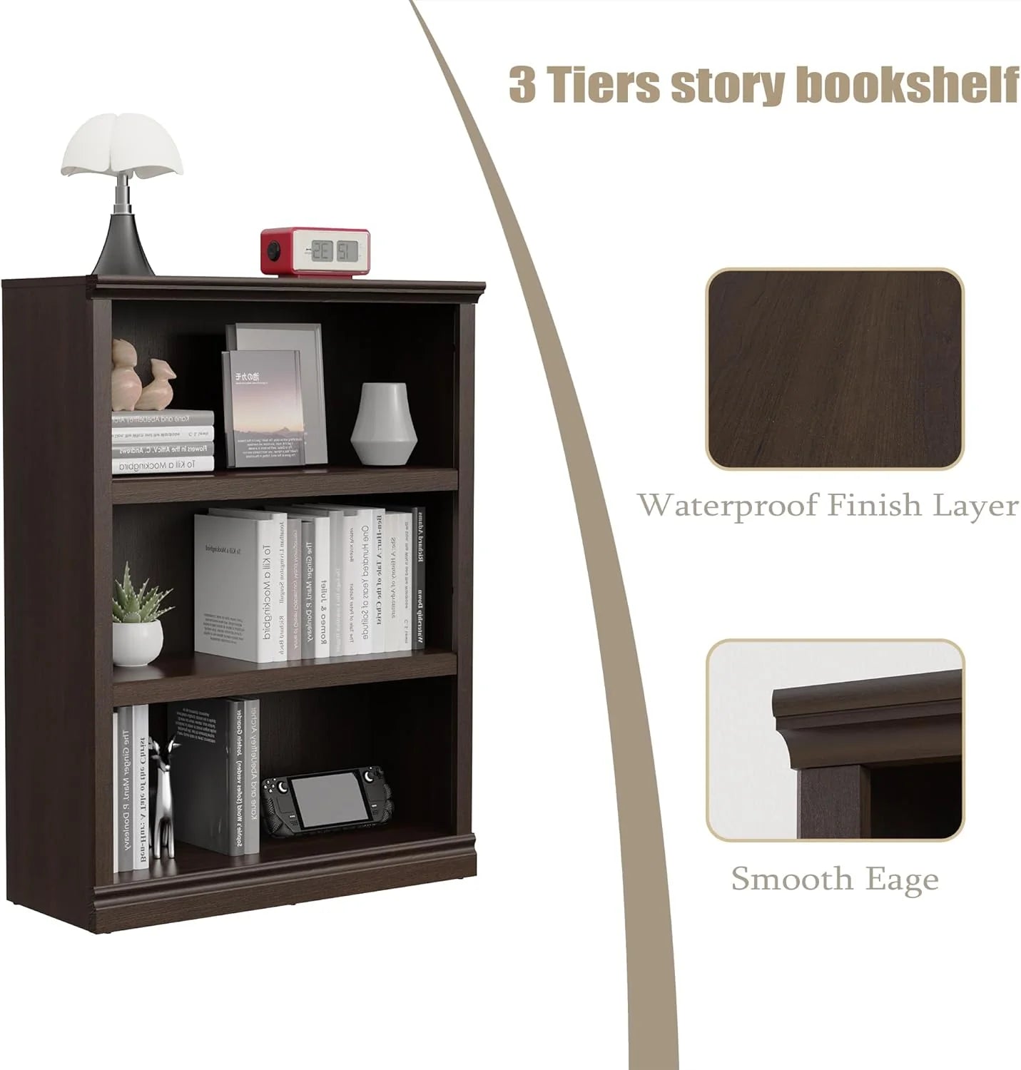 70-Inch Tall White Bookcase 5 Tiers Shelves Open Storage Bookshelf