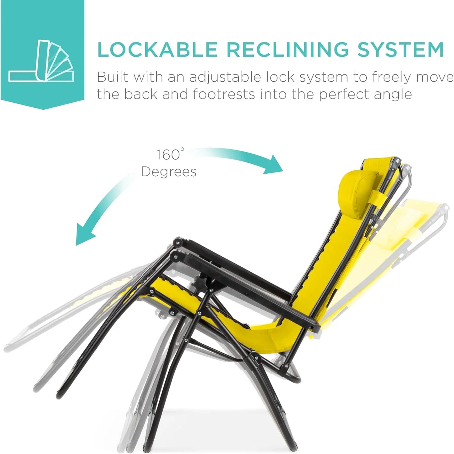 Best Choice Products Folding Zero Gravity Outdoor Recliner Patio Lounge Chair w/Adjustable Canopy Shade, Headrest, Side Accessory Tray, Textilene Mesh - Peacock Blue