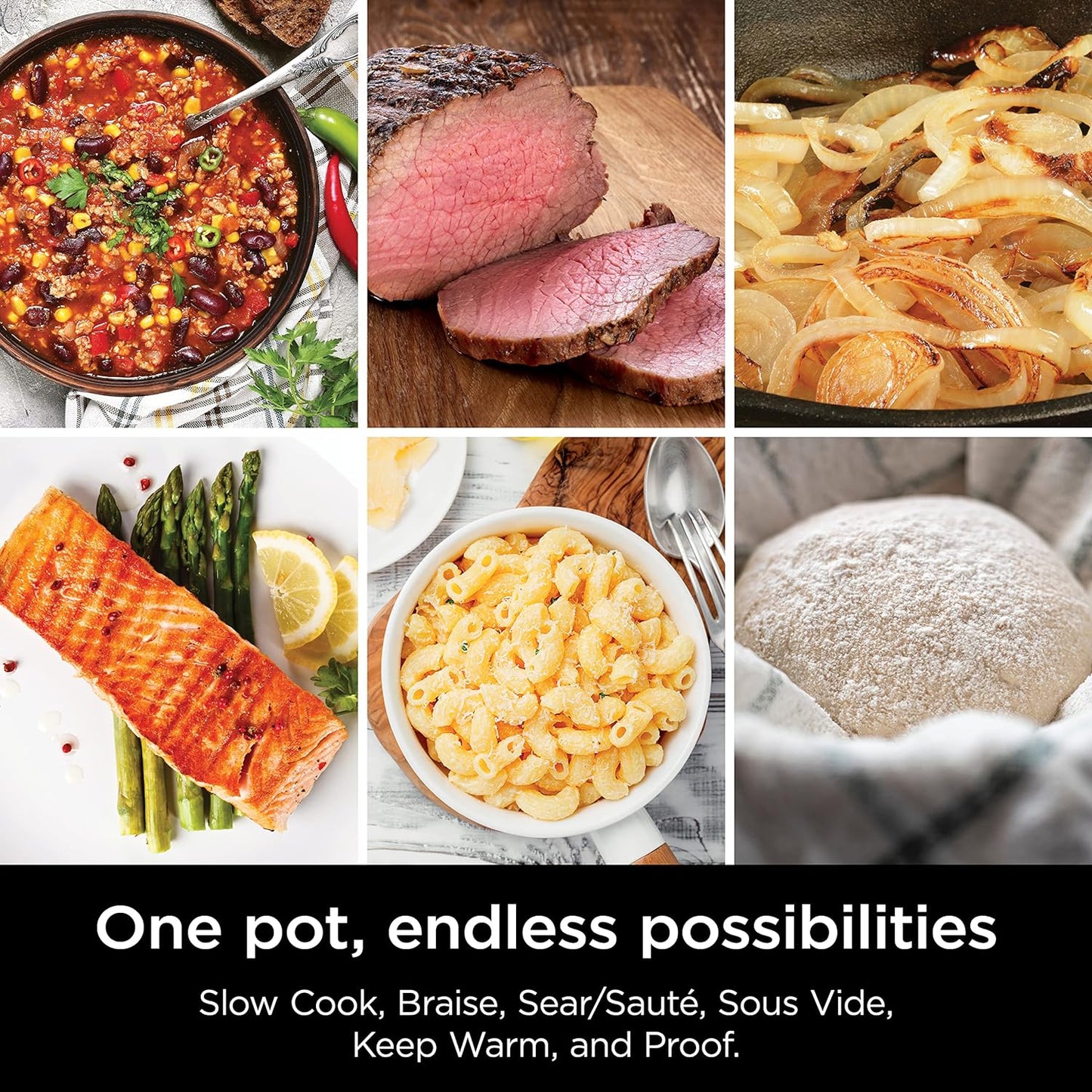 Ninja Slow Cookers 8.5-Quart Multi-Cooker with Dutch oven, steamer, glass lid with integrated spoon, nonstick and oven-safe pot