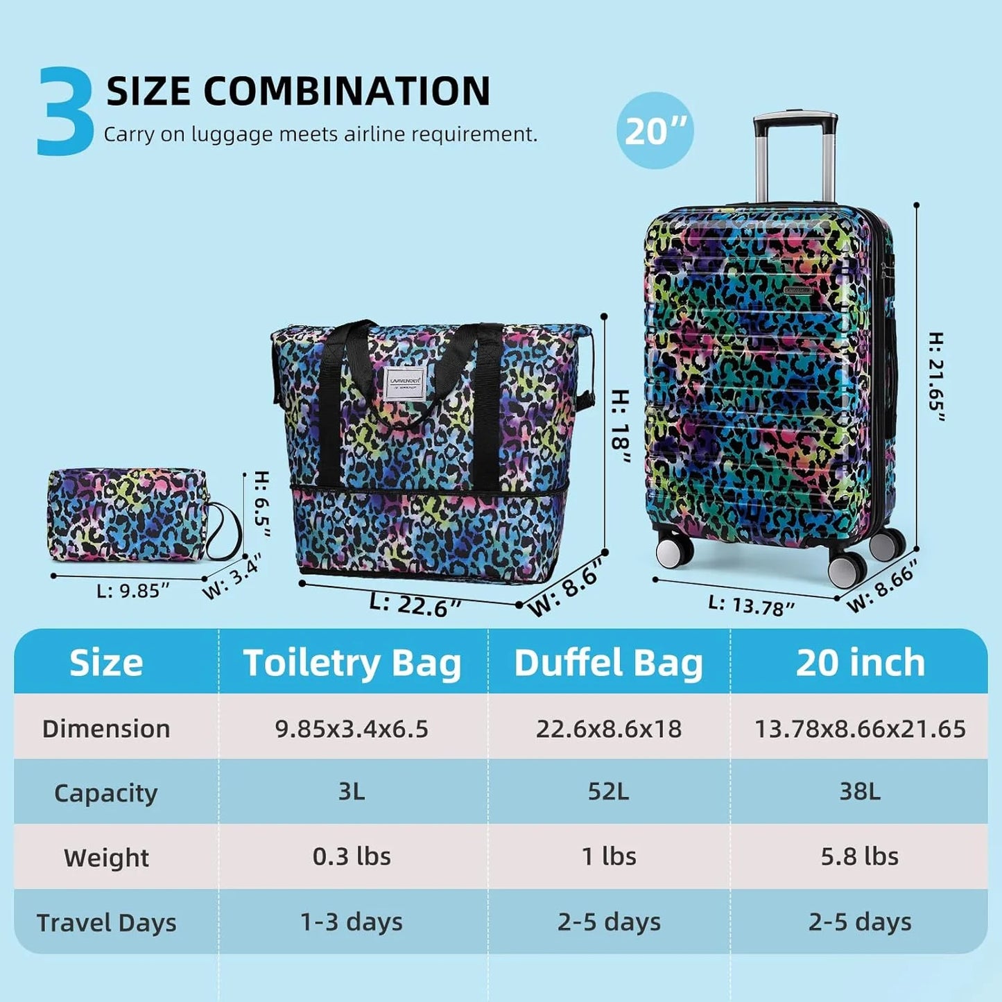 6-piece luggage set, expandable hardshell suitcase set with spinner wheels, lightweight rolling luggage set