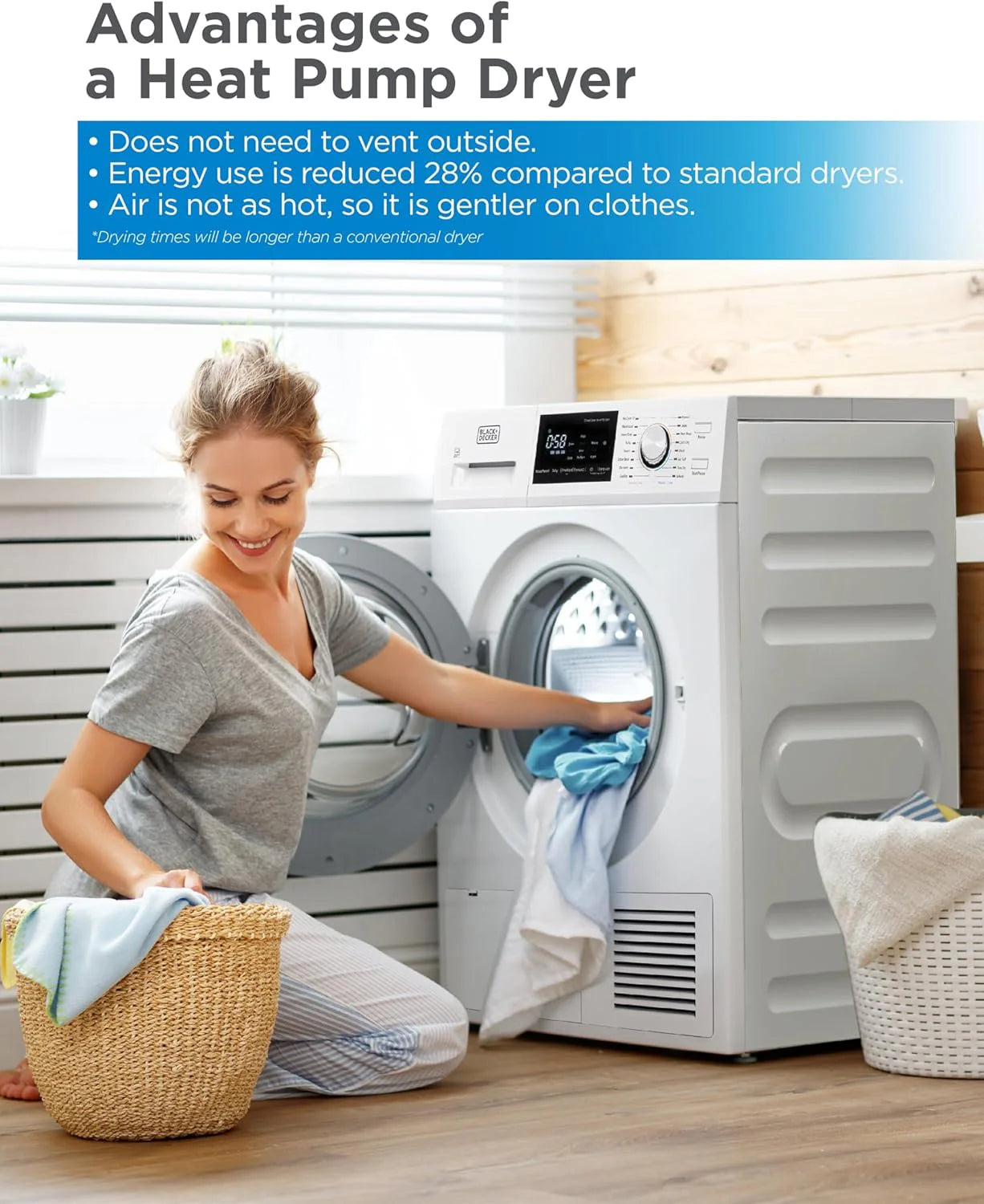 Compact Clothes Dryer, 1.5 Cu. Ft. 850W Electric Dryer, 120V Vented Portable Dryer with Stainless Steel Drum, for 5.5 lbs. of clothing for Standard Wall Outlet