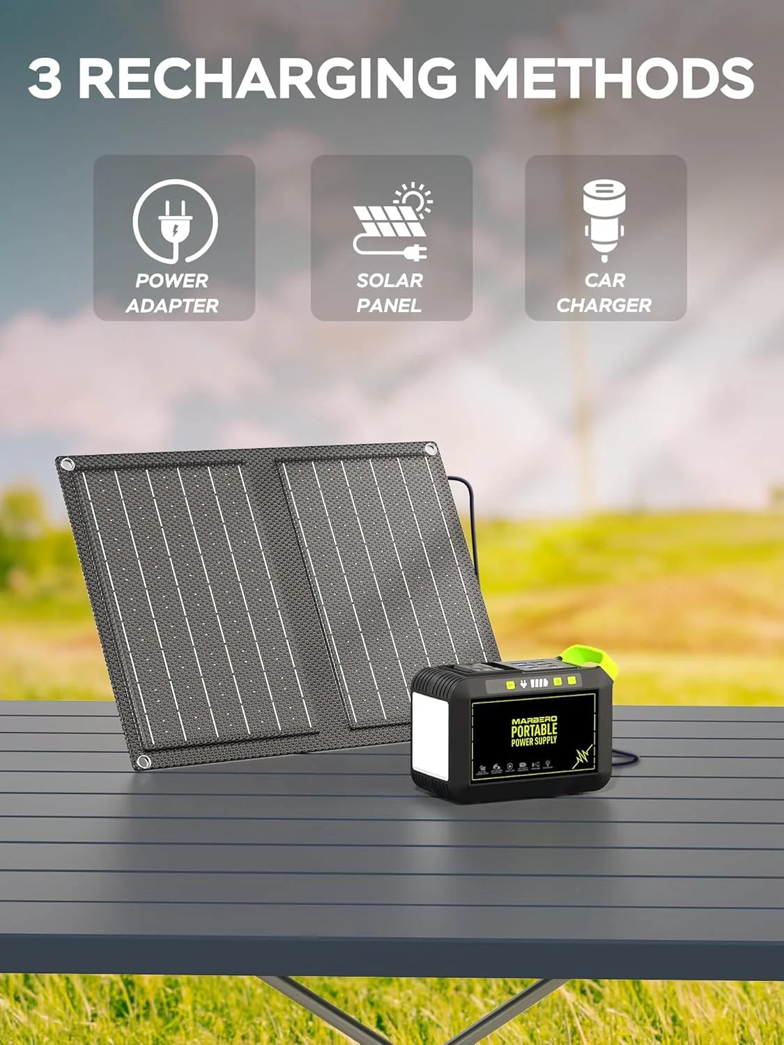 Portable Power Station 88Wh Camping Lithium Battery Solar Generator Fast Charging with AC Outlet 120W Peak Power Bank