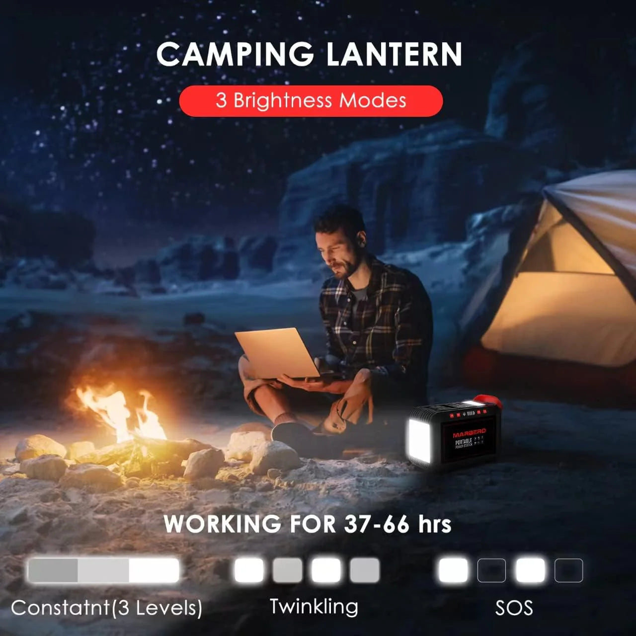 Portable Power Station 88Wh Camping Lithium Battery Solar Generator Fast Charging with AC Outlet 120W Peak Power Bank