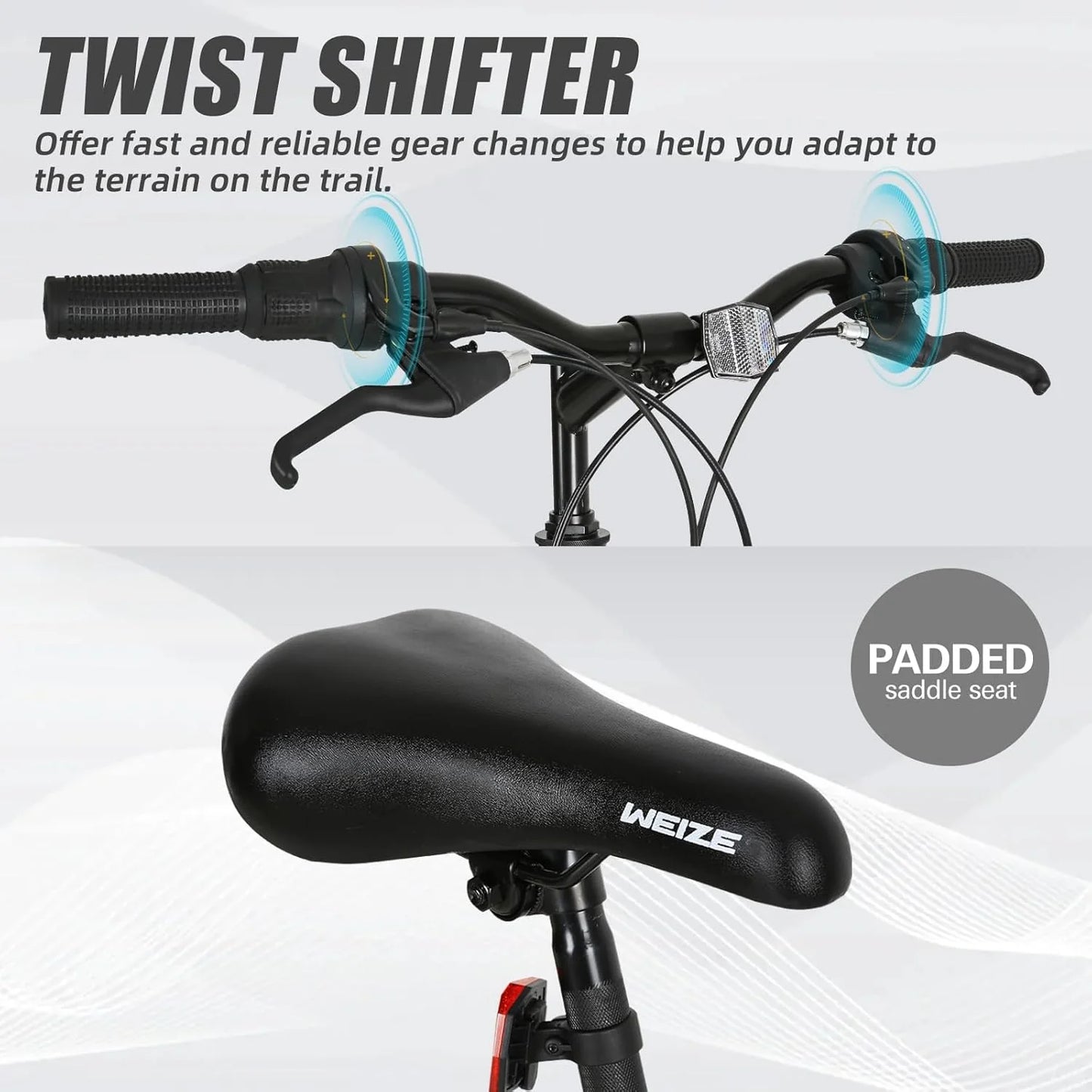 WEIZE Mountain Bike, 26 27.5 inch Outdoor Hybrid Bikes,18-Speed/High-Carbon Steel/Dual Full Suspension, Adjustable Ergonomic Seat for Men Women Adult, MTB Bicycle with Suspension Fork,Sleek Colors