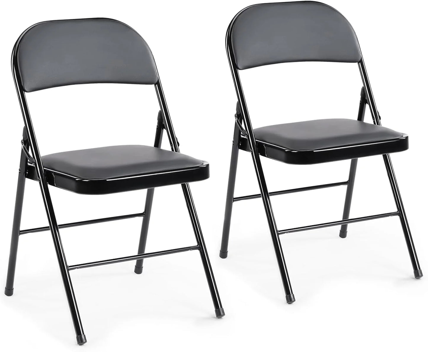 DUMOS 2 Pack Leather Padded Folding Chair, Indoor Outdoor Portable Stackable Commercial Seat