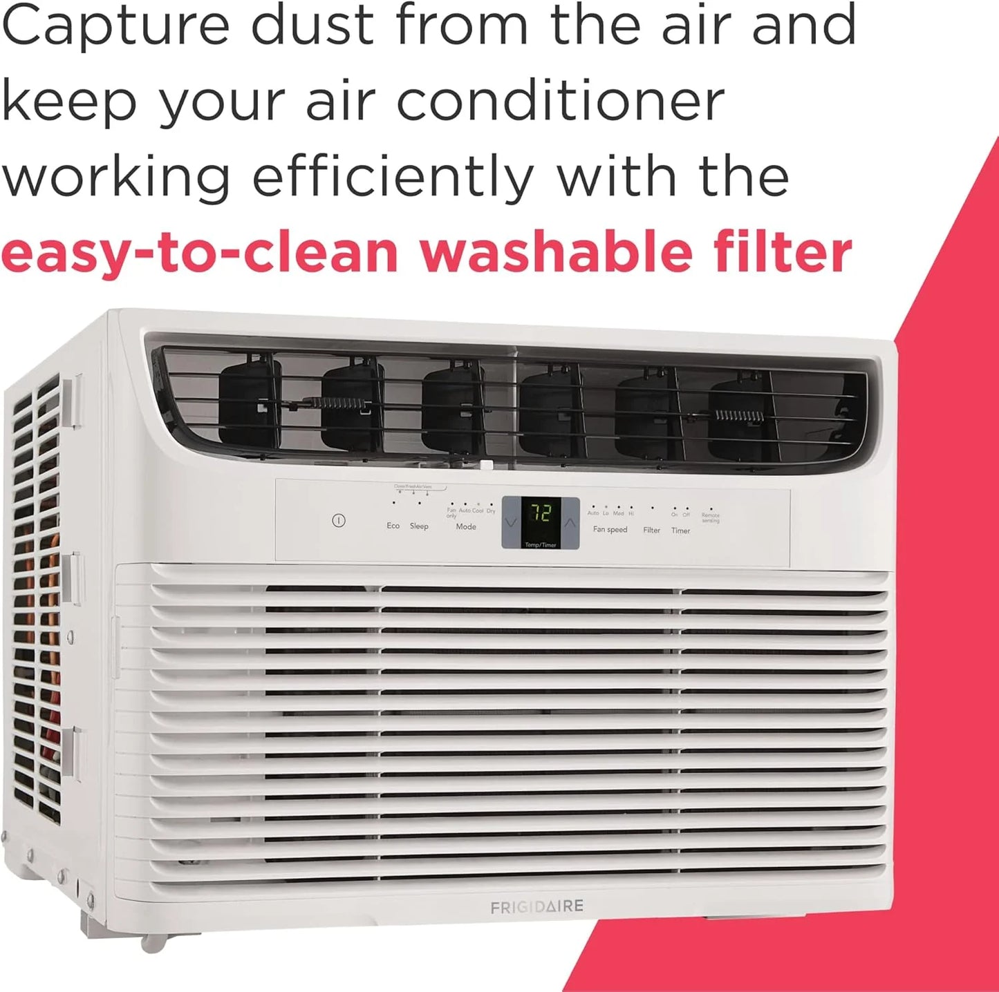 Frigidaire 5,000 BTU Window Air Conditioner with Remote Control, Cools Up to 150 Sq. Ft., Quiet Operation, Eco Mode, 3 Fan Speeds, Auto Restart, White