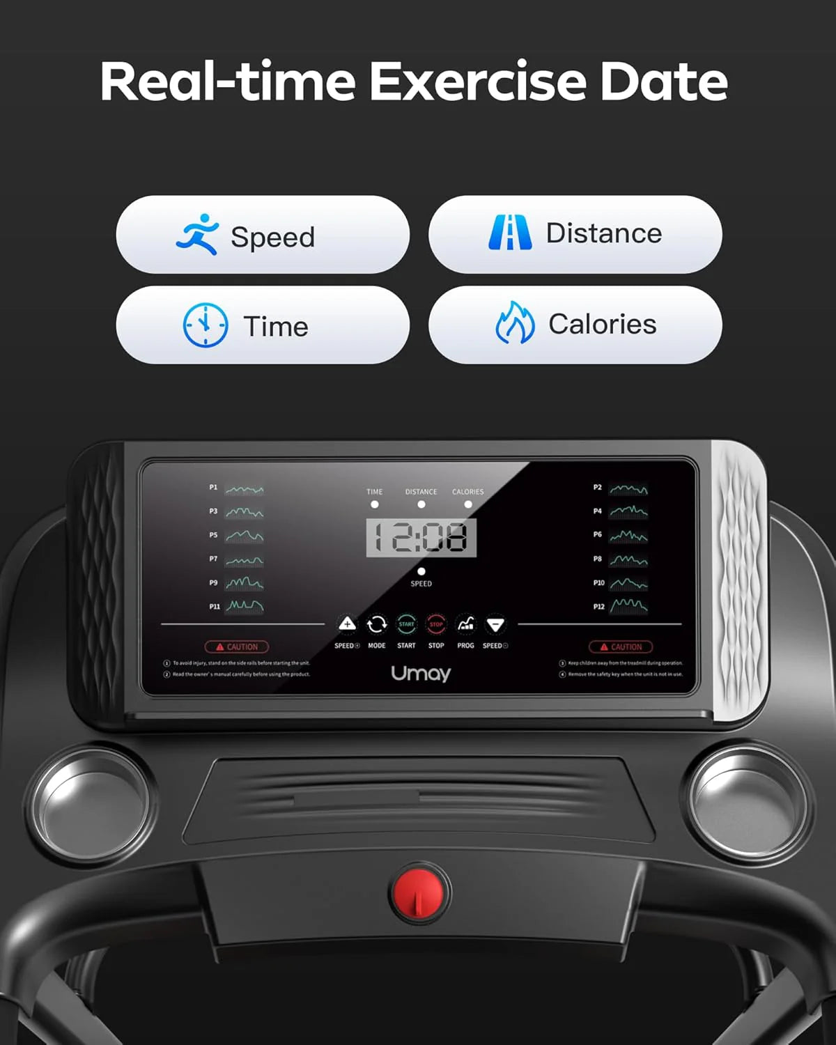 UMAY household folding tilt treadmill with heart rate sensor Low noise