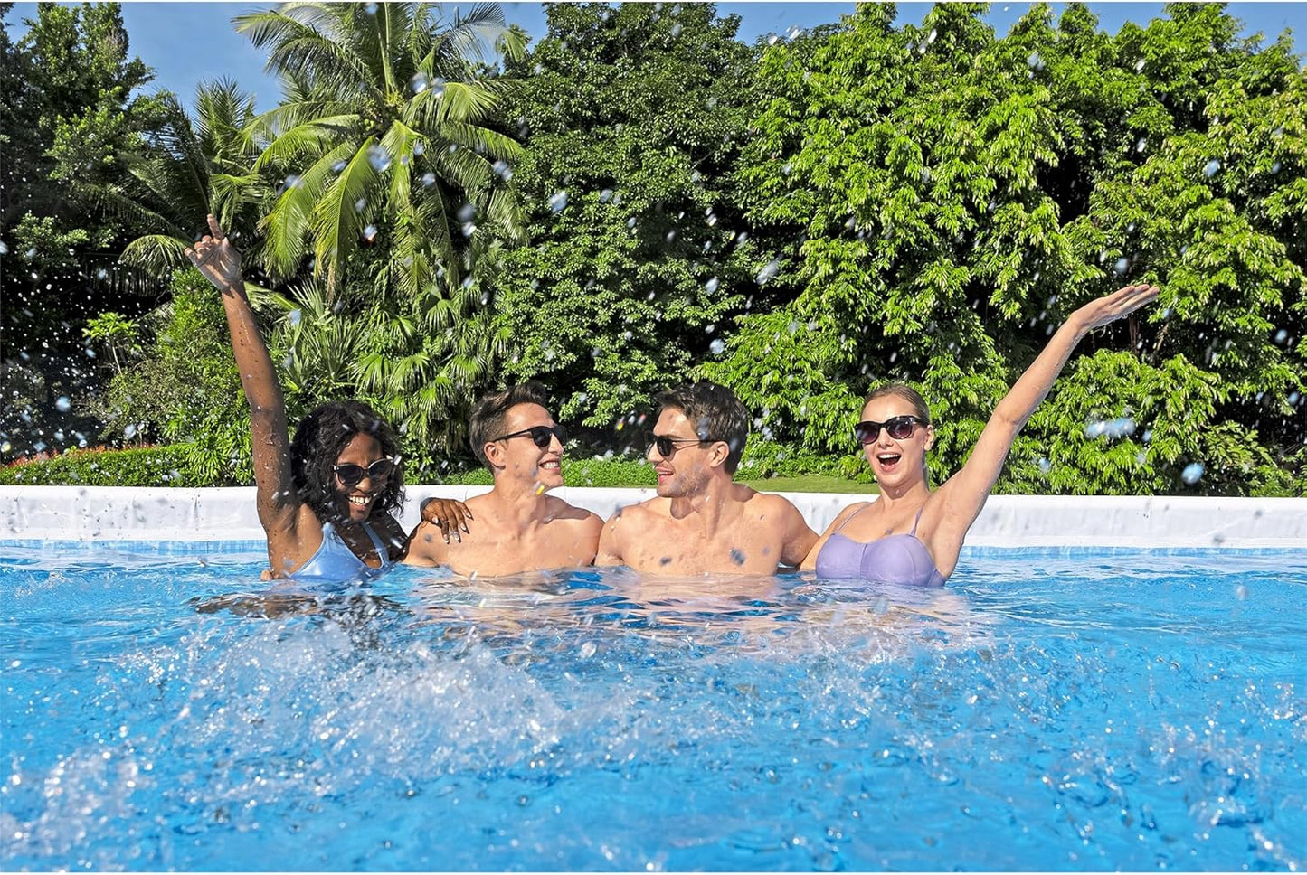 Power Steel 14' x 8'2" x 39.5" Oval Above Ground Pool Set | Includes 530gal Filter Pump, Ladder, ChemConnect Dispener