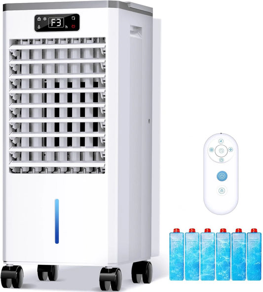 Windowless Portable Air Conditioners, Evaporative Air Cooler w/3 Modes & 3 Speeds, 12H Timer for Smart Auto-off, 2-Gal Tank for 20H Cooling,16FT Remote,No Hose Needed,46db Swamp Cooler