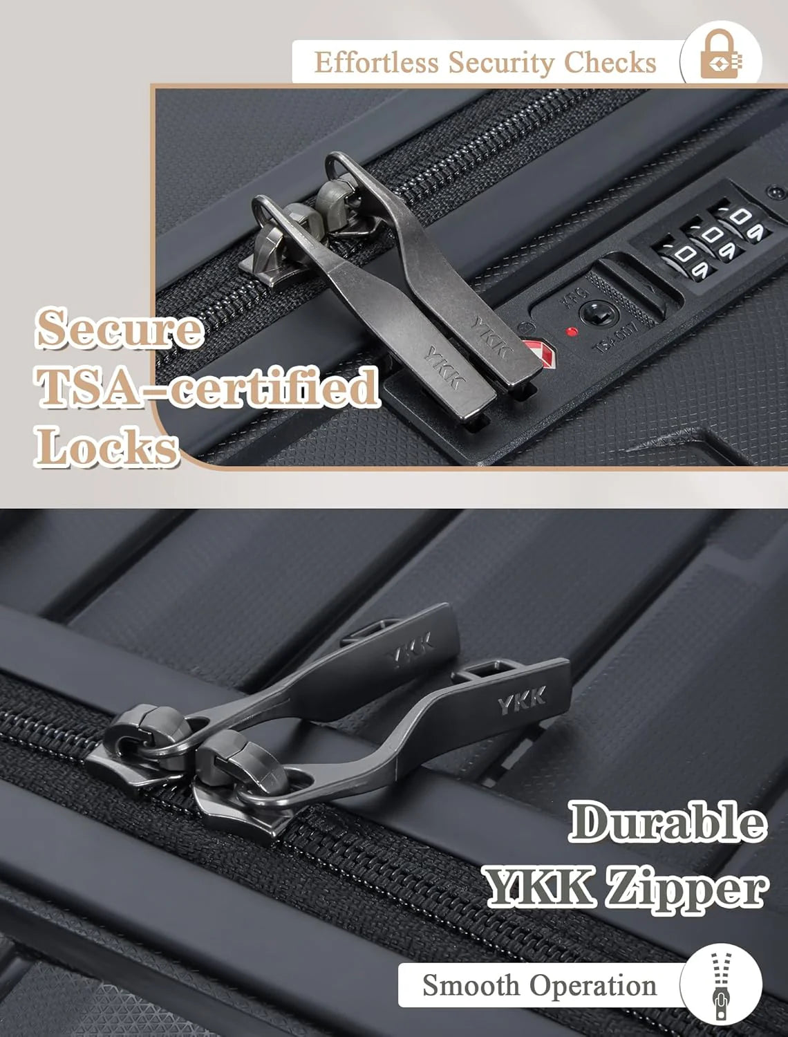 5-piece luggage set with wheels, ABS hardshell suitcase with spinner wheels