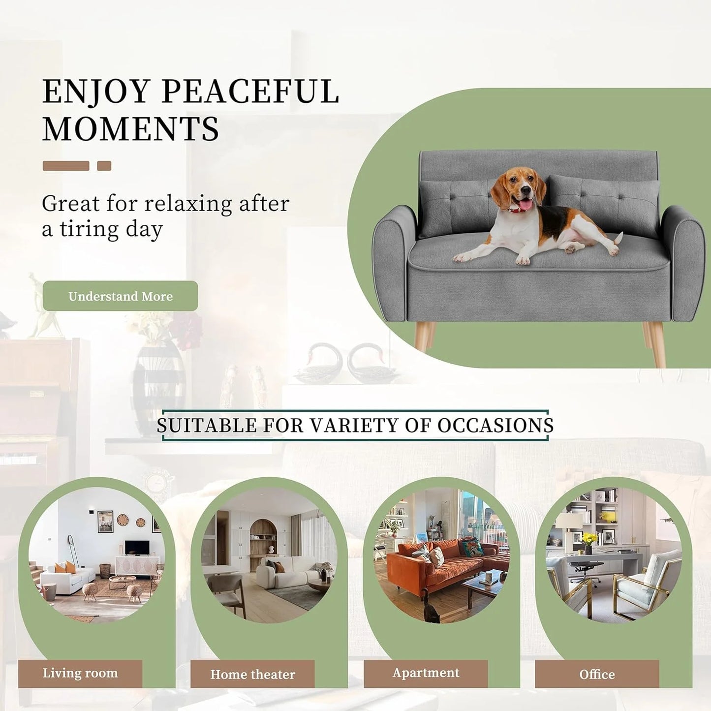 47" Small Modern Loveseat Sofa