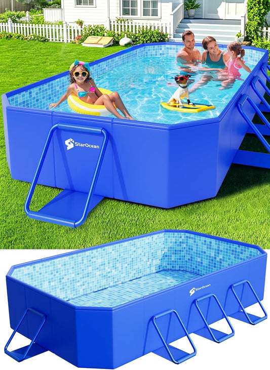 Foldable Pool, Large Non-Inflatable Swimming Pool for Kids,Adult Collapsible Pools Hard Plastic Shell, Oversized Thickened,Portable Folding Kids Pools for Backyard-Mosaic Design-89"x48"x20"